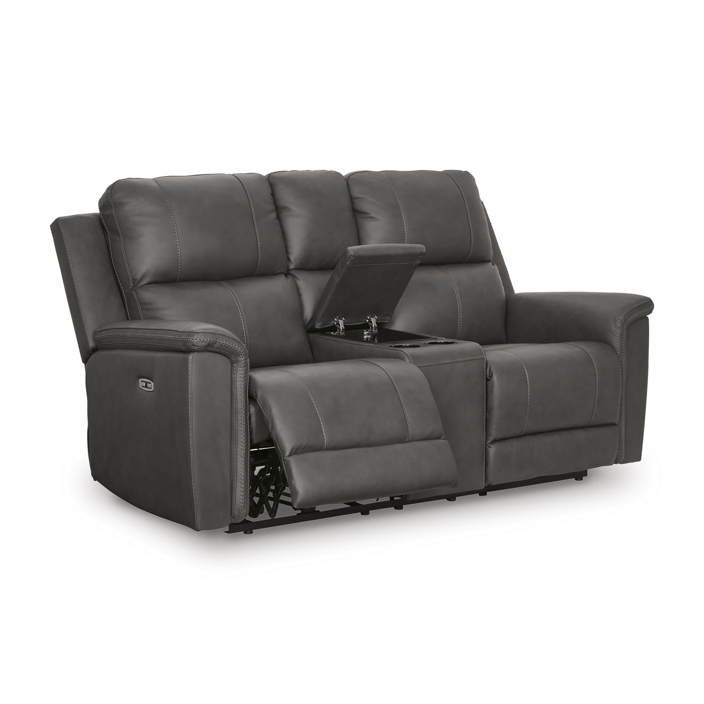 Signature Design by Ashley Bleckley Power Reclining Leather Match Loveseat with Console PCU1200018C IMAGE 2