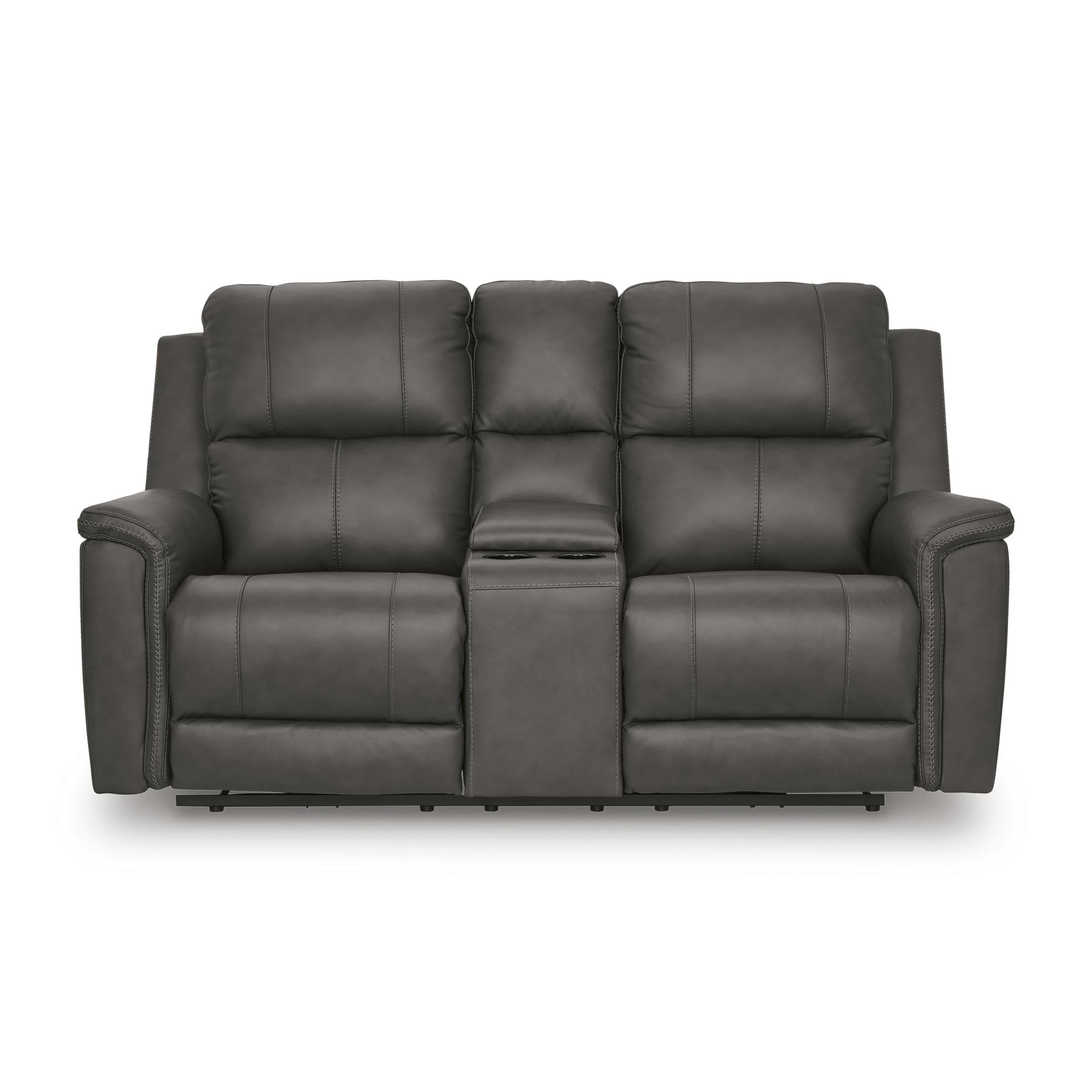 Signature Design by Ashley Bleckley Power Reclining Leather Match Loveseat with Console PCU1200018C IMAGE 3