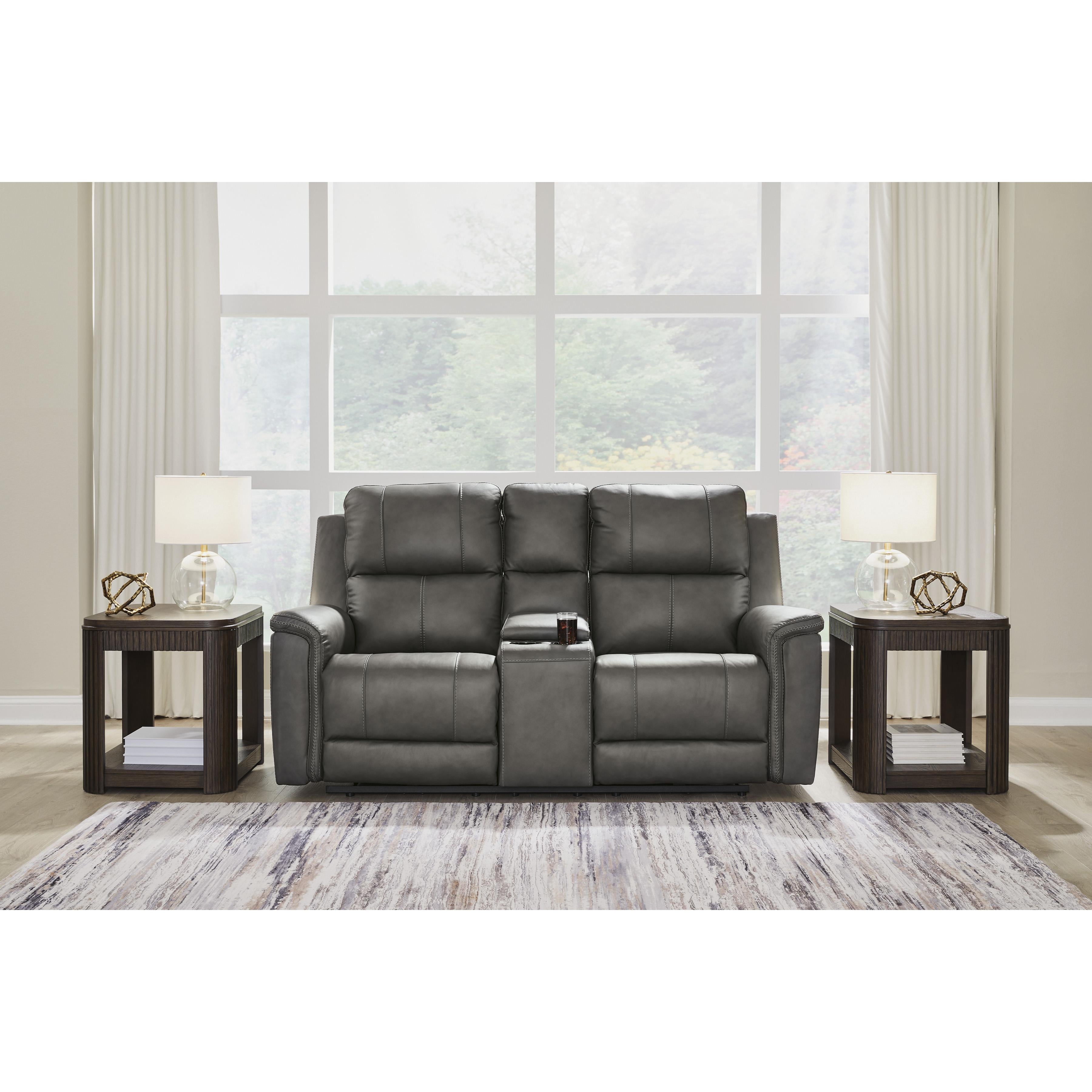 Signature Design by Ashley Bleckley Power Reclining Leather Match Loveseat with Console PCU1200018C IMAGE 6