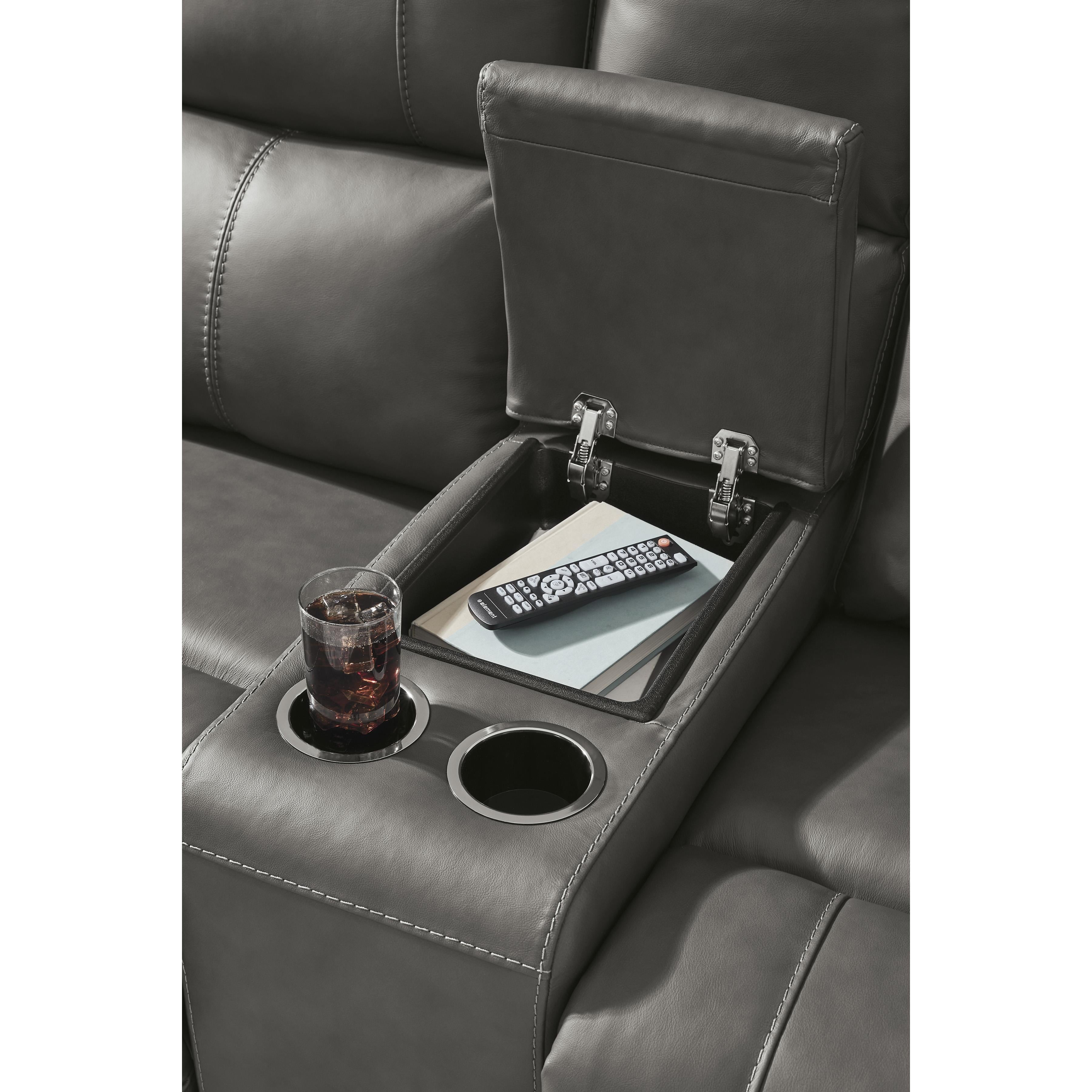 Signature Design by Ashley Bleckley Power Reclining Leather Match Loveseat with Console PCU1200018C IMAGE 7