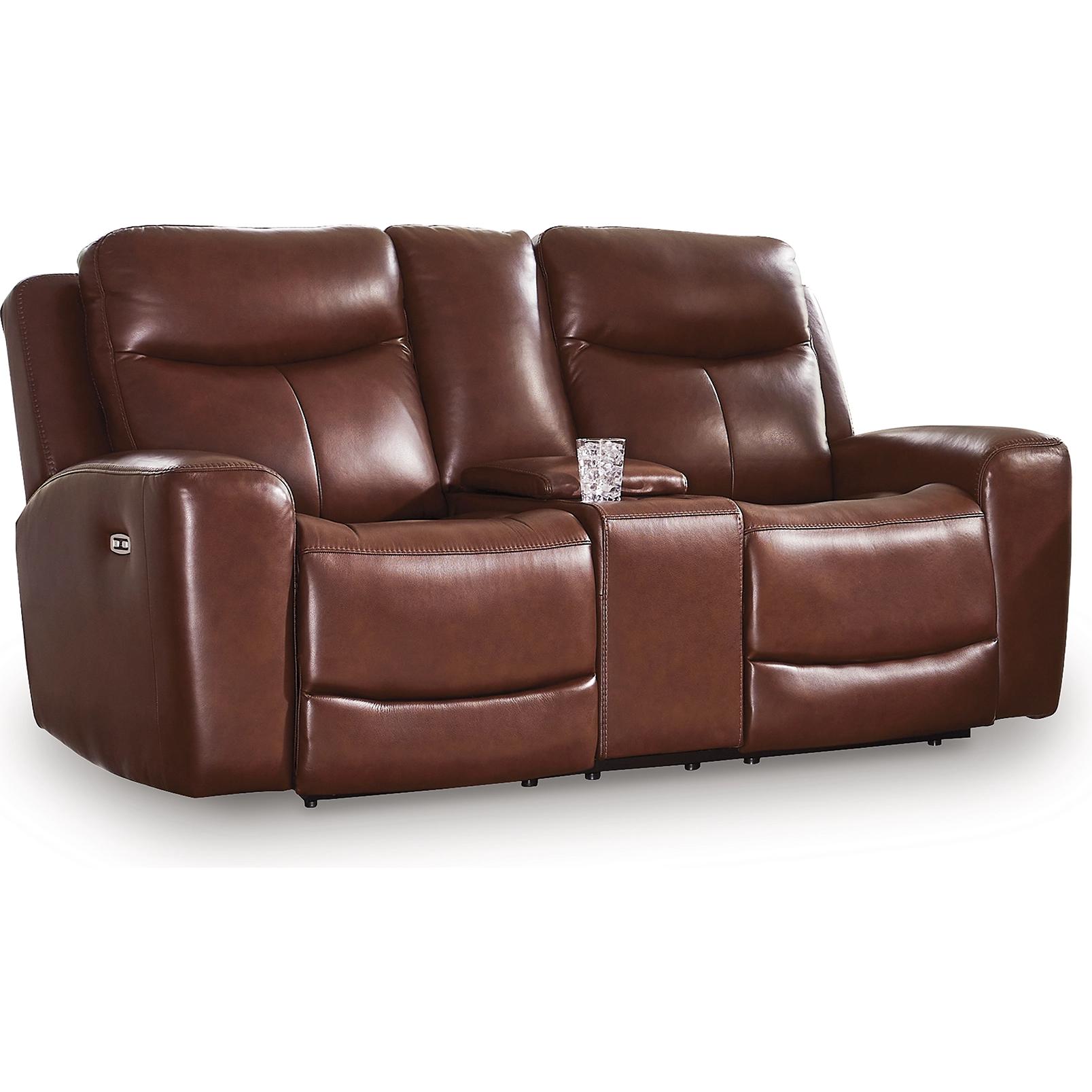 Signature Design by Ashley Next Move Power Reclining Leather Match Loveseat with Console PCU1210218C IMAGE 1