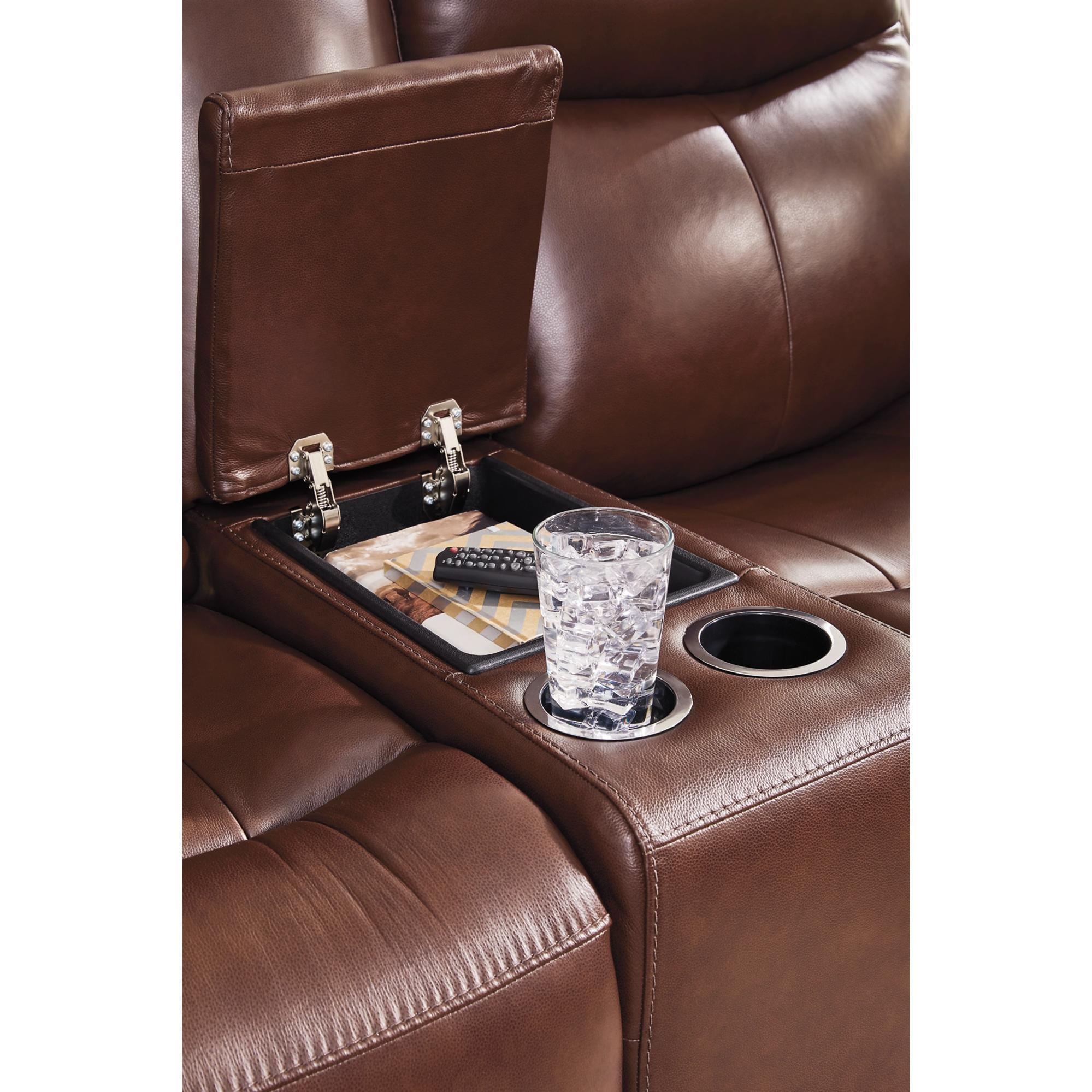 Signature Design by Ashley Next Move Power Reclining Leather Match Loveseat with Console PCU1210218C IMAGE 5