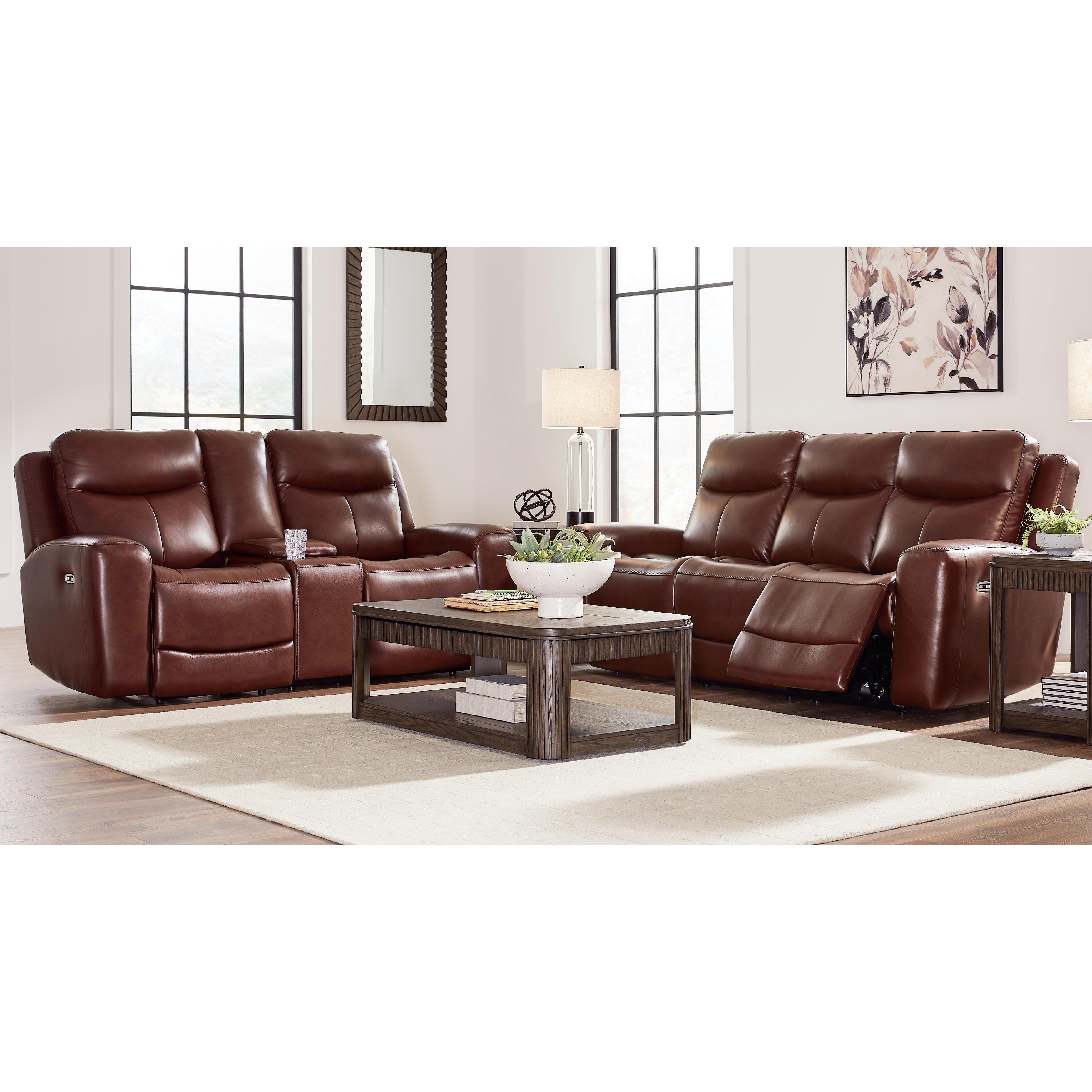 Signature Design by Ashley Next Move Power Reclining Leather Match Loveseat with Console PCU1210218C IMAGE 7