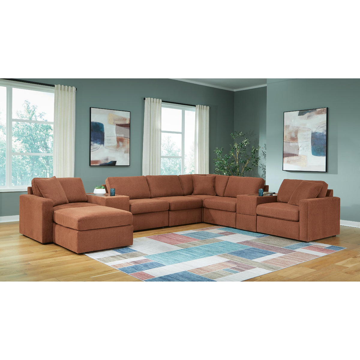 Signature Design by Ashley® Modmax 92102U3 8 pc Sectional and Ottoman - Spice IMAGE 2