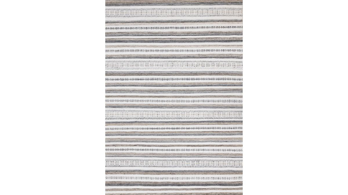 Aspen White Grey Brown Striped Southwestern Pattern Rug