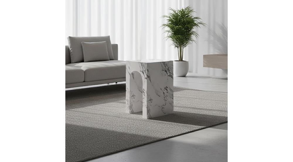 Atticus Square Accent Table in Bulgari White