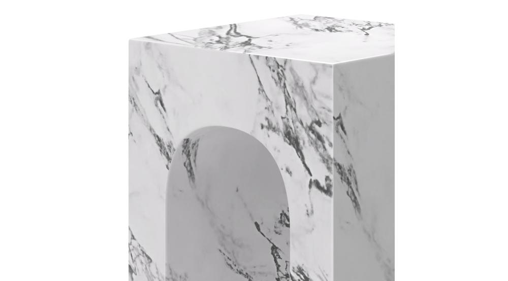 Atticus Square Accent Table in Bulgari White
