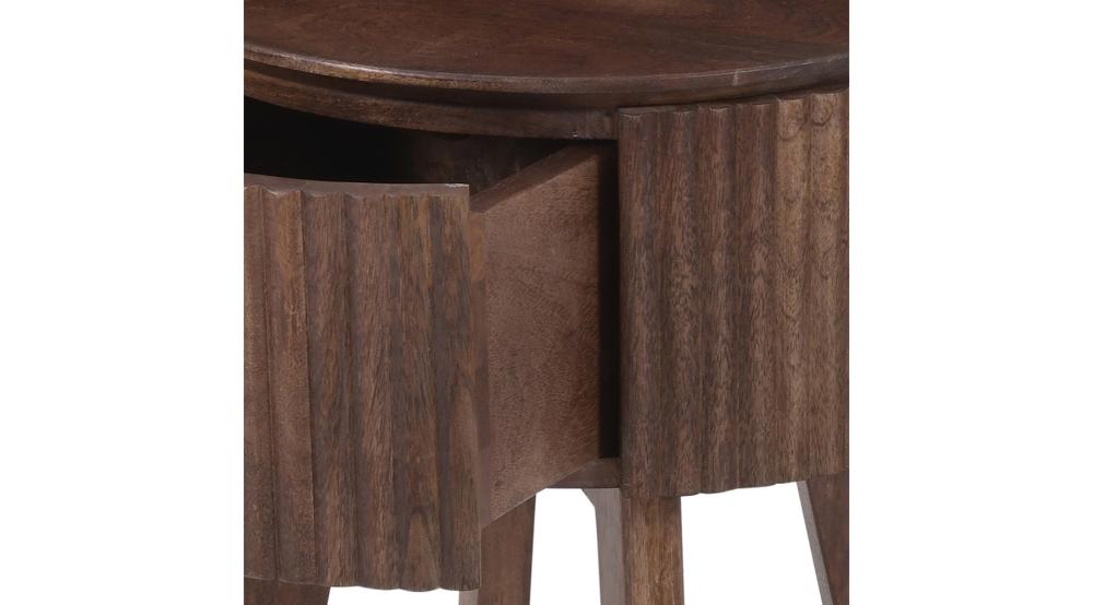 Balark Round 1 Drawer Accent Table in Walnut