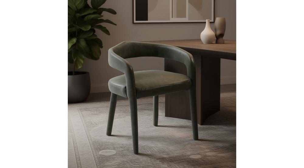 Advik and Caden 7pc Dining Set - Walnut Table and Moss Chairs