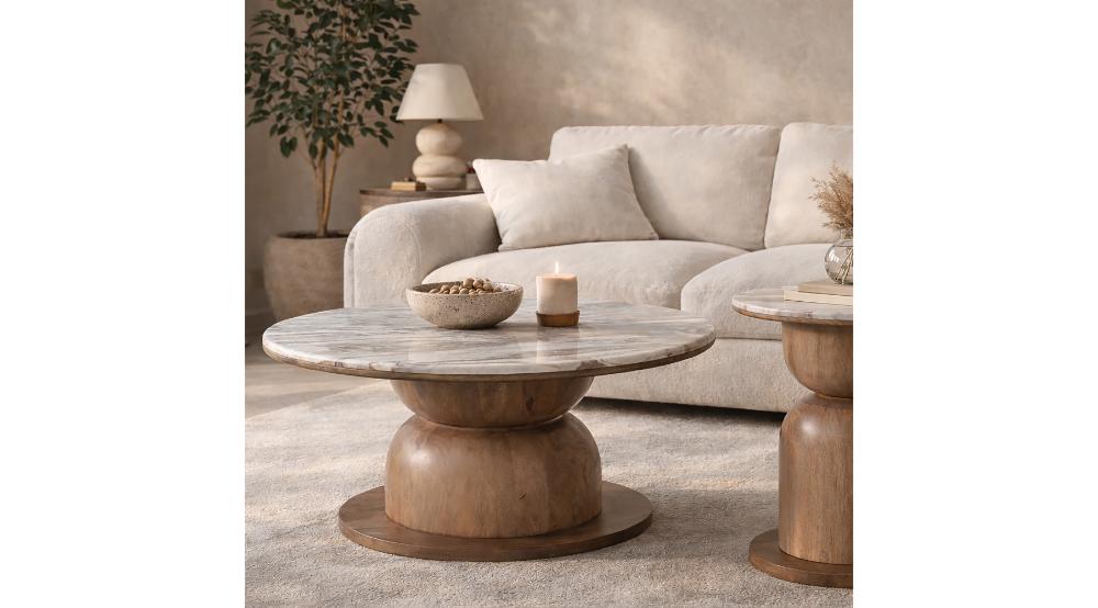 Martina Round Coffee Table in Walnut