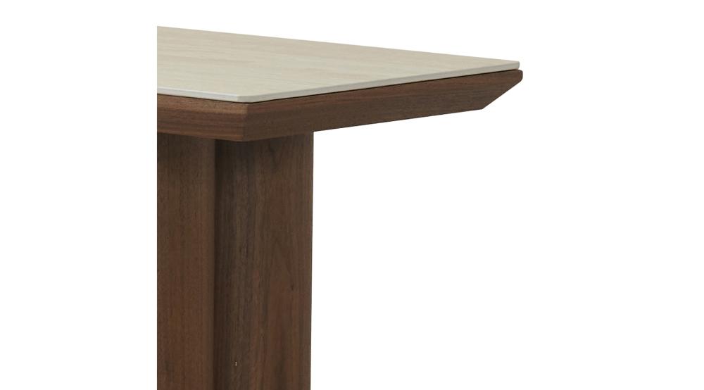 Seaton Console Table, 47.25" in Walnut and Travertine