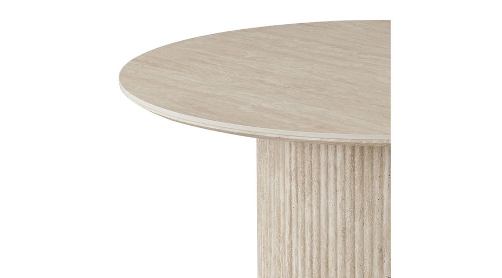Thalia and Celest 5pc Dining Set - Ivory and Travertine Table and Dark Taupe Chairs