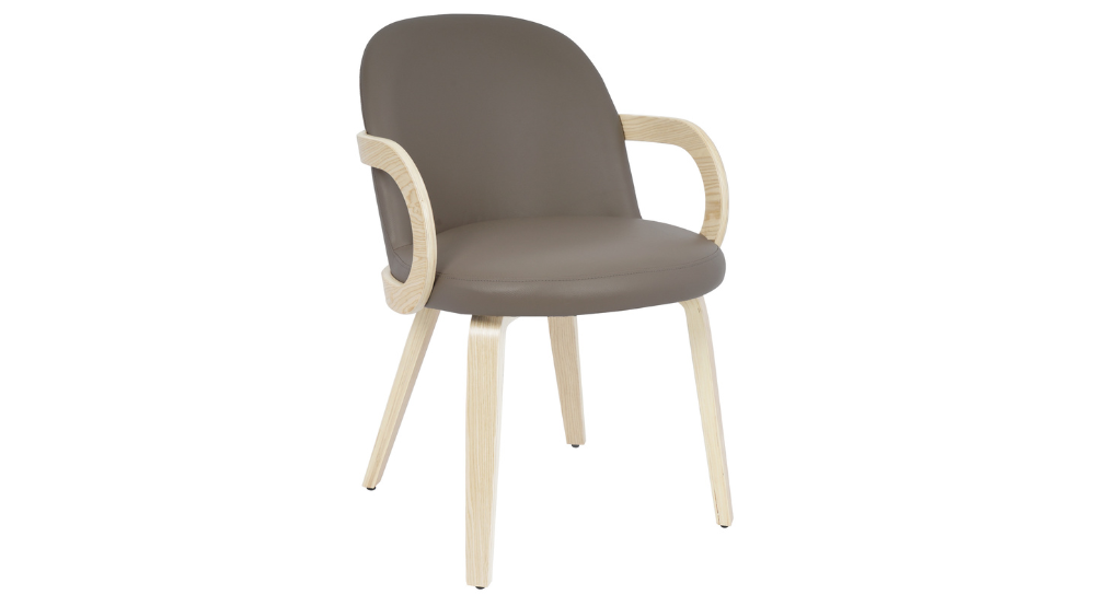 Thalia and Celest 5pc Dining Set - Ivory and Travertine Table and Dark Taupe Chairs