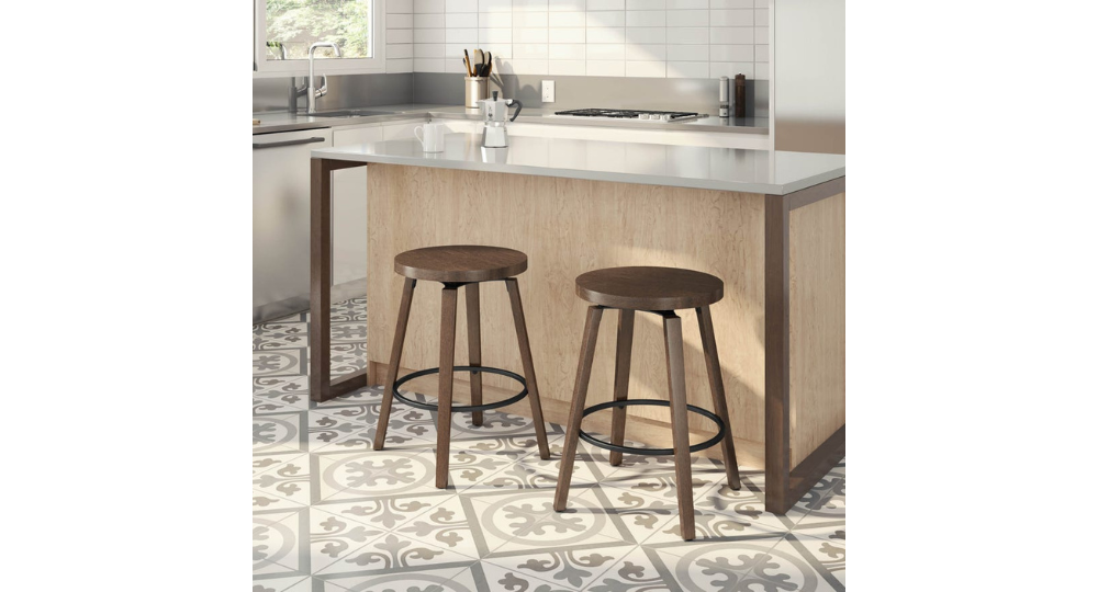 Amisco Walden 44342-30B/2596 Swivel stool (Solid wood (birch) seat with solid wood legs (birch) and metal footrest)