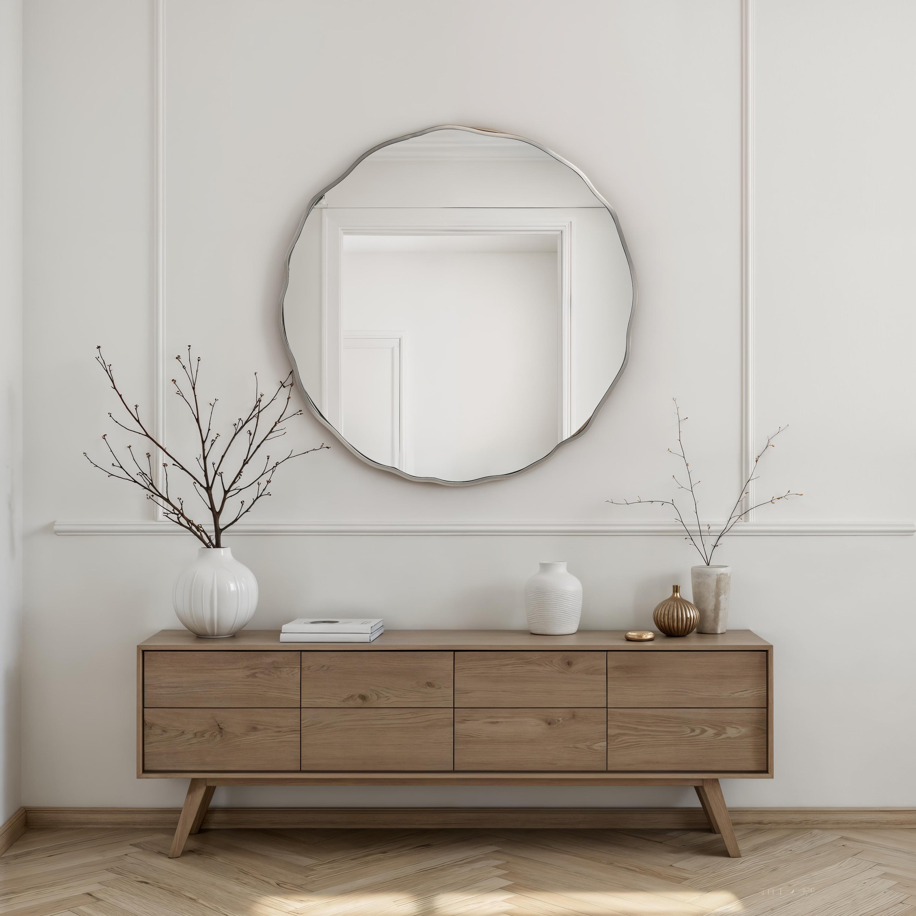 Knox 40" H x 40" W Wall Mirror, Silver - Lifestyle Image - MT2734