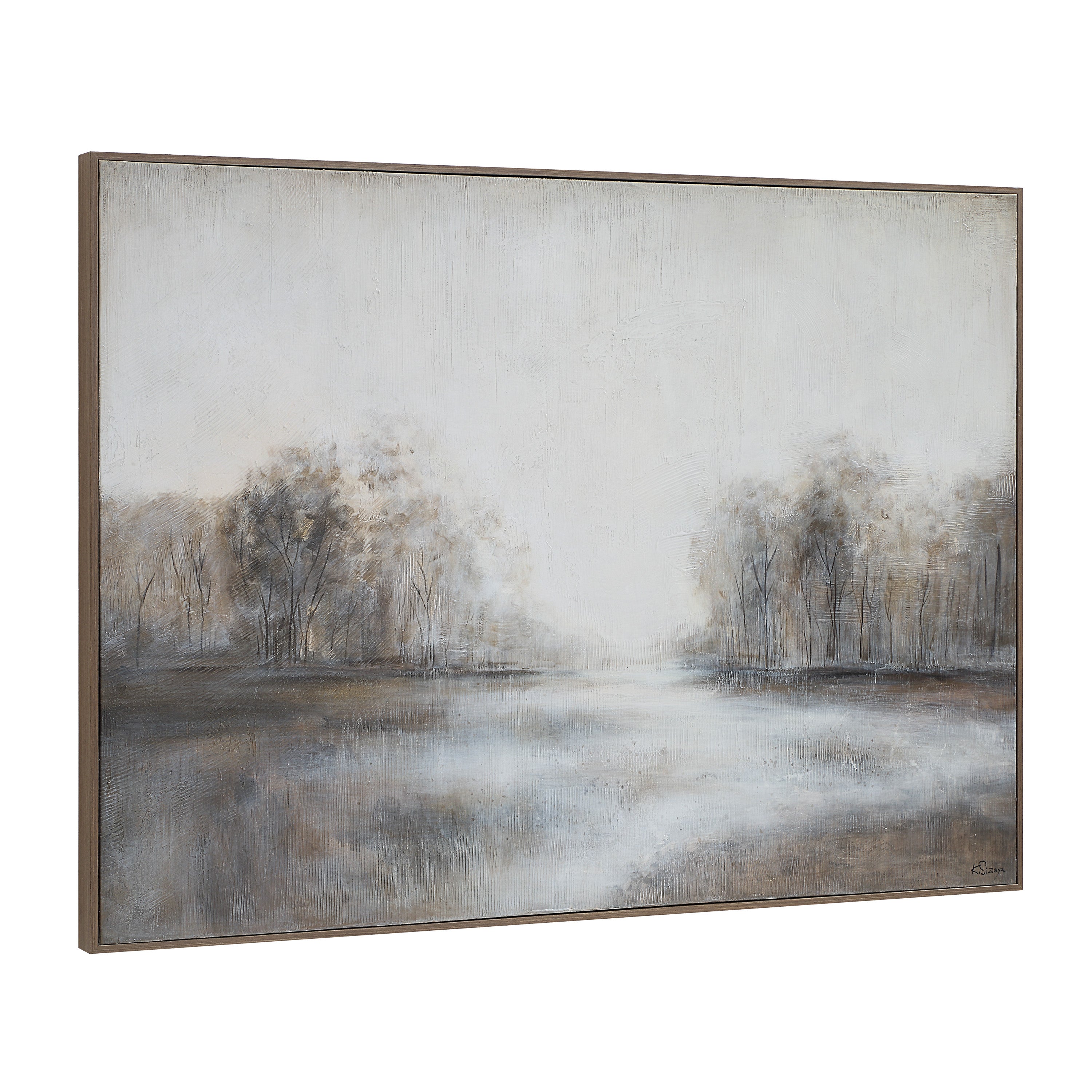 Country 60" Wide Canvas Art, White, Grey, Beige - Angle Image - OL2176