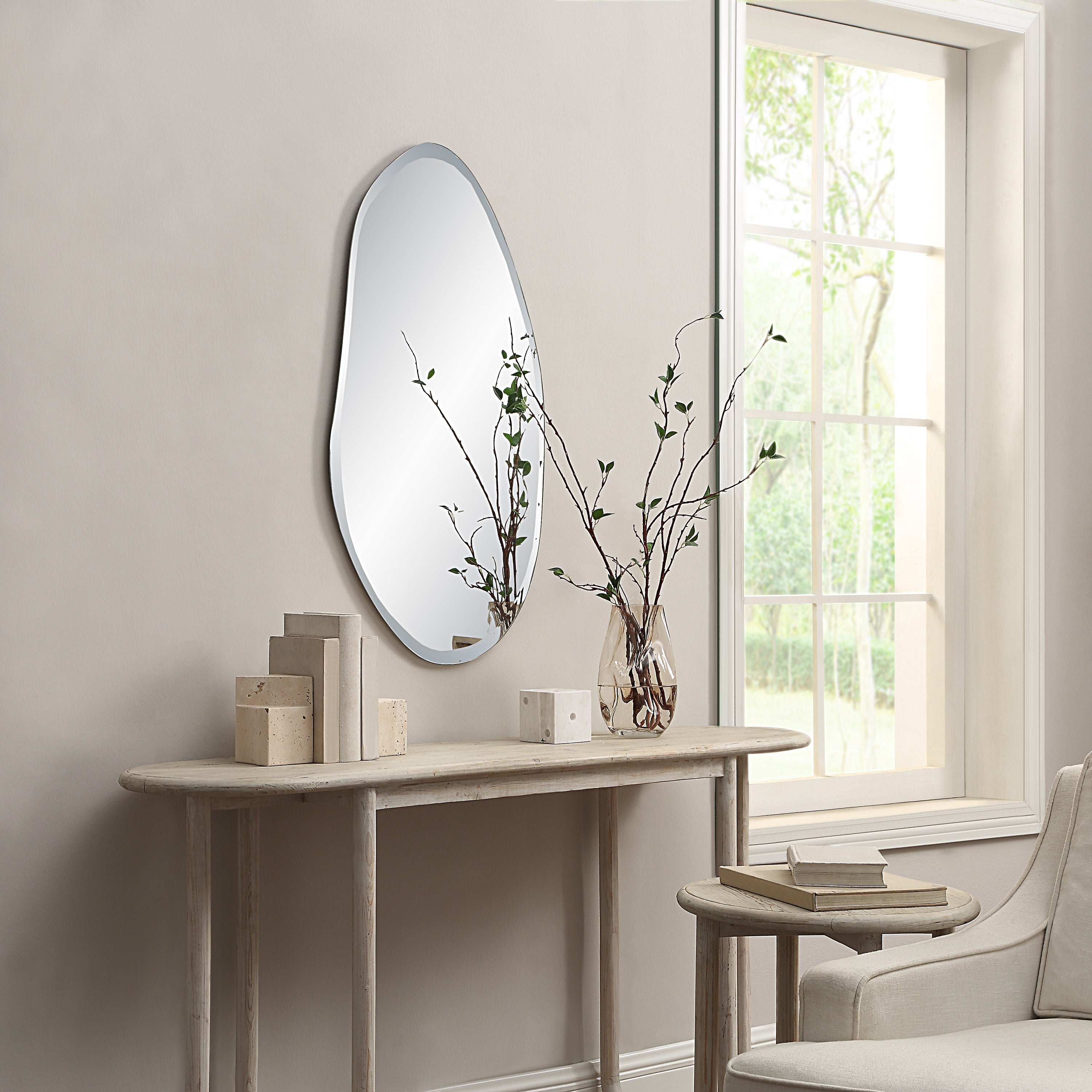 Anogia 40" H x 22" W Wall Mirror, Grey - Lifestyle Image - MT2697