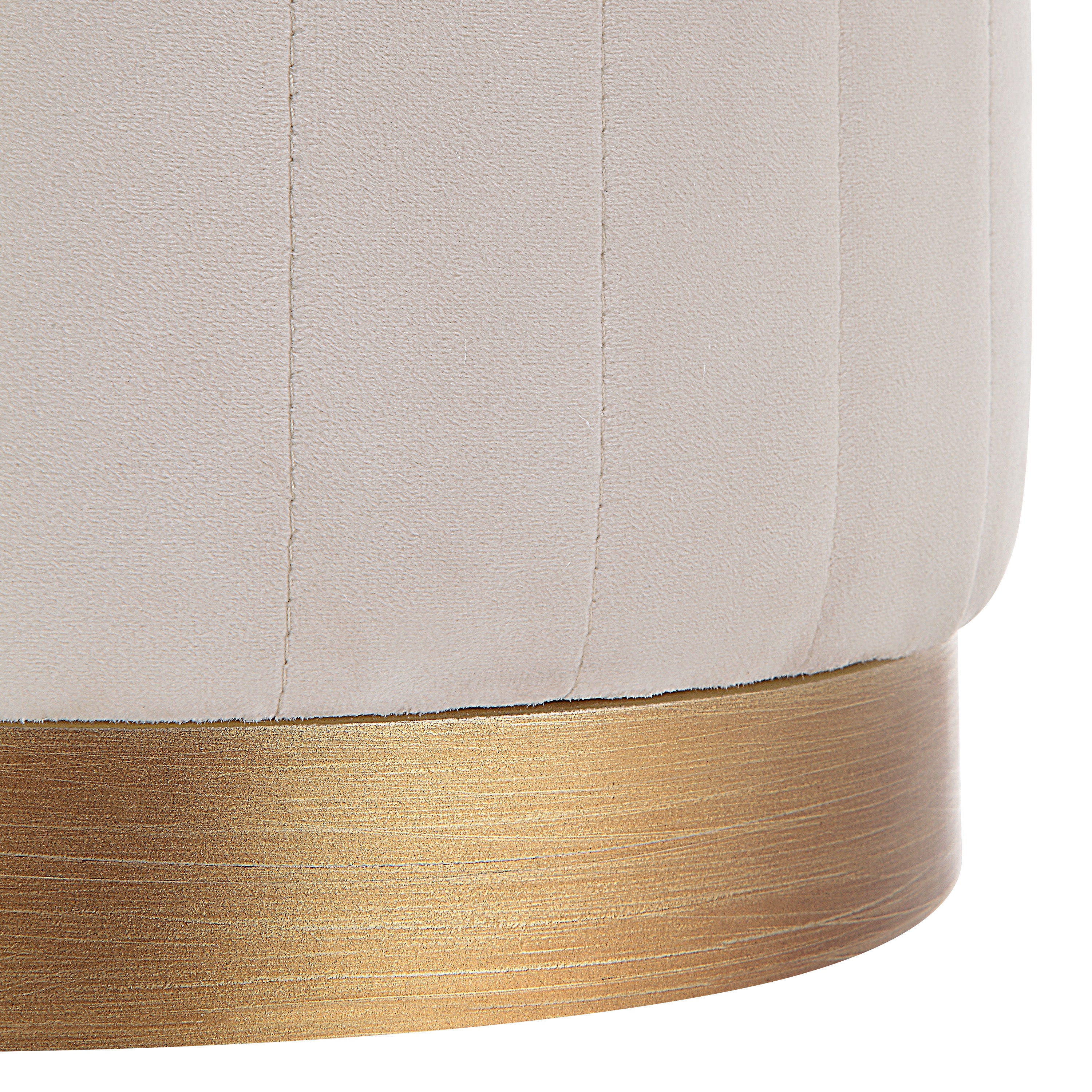 Baylor Indoor Poly-Velvet Ottoman, Off-White - Detail Image - CHA093