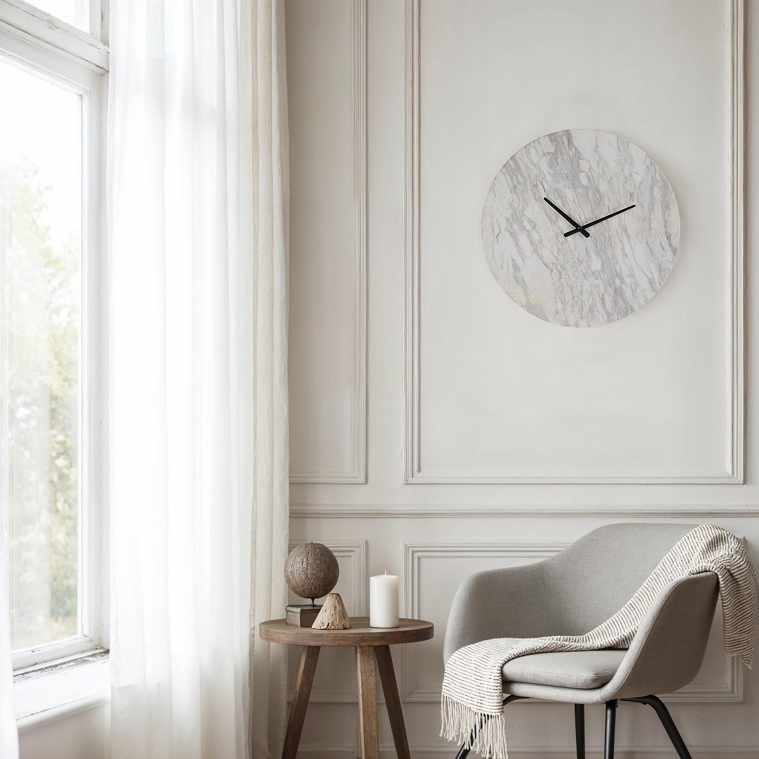 Dayton Wall Clock, Honed White - Lifestyle Image - CL259