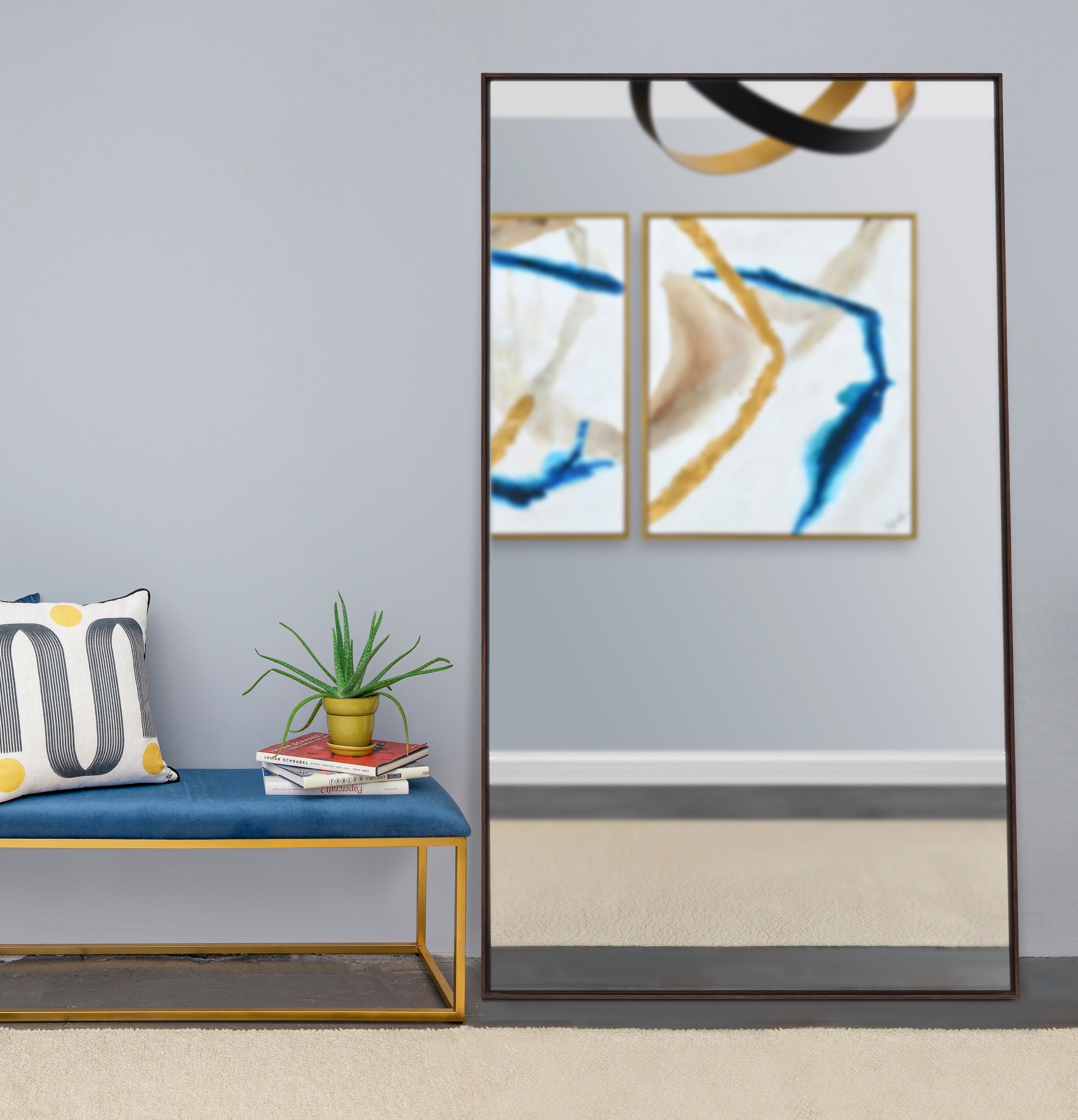 Anjalina 83" Tall Rectangle Full Length Mirror, Brown - Lifestyle Image - MT2148