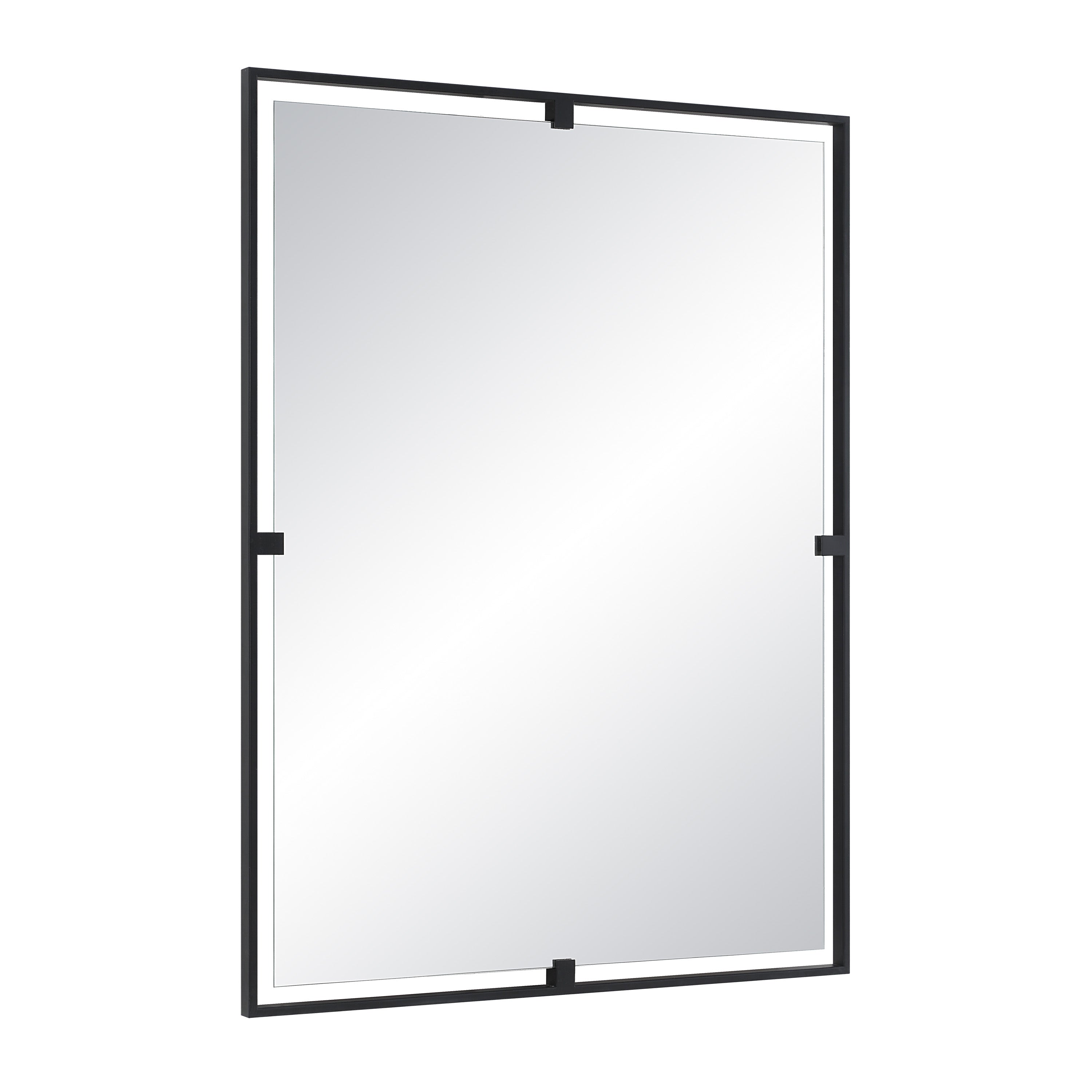 Marco 40" Tall Rectangle Wall Mirror, Black - Angle Image - MT2669