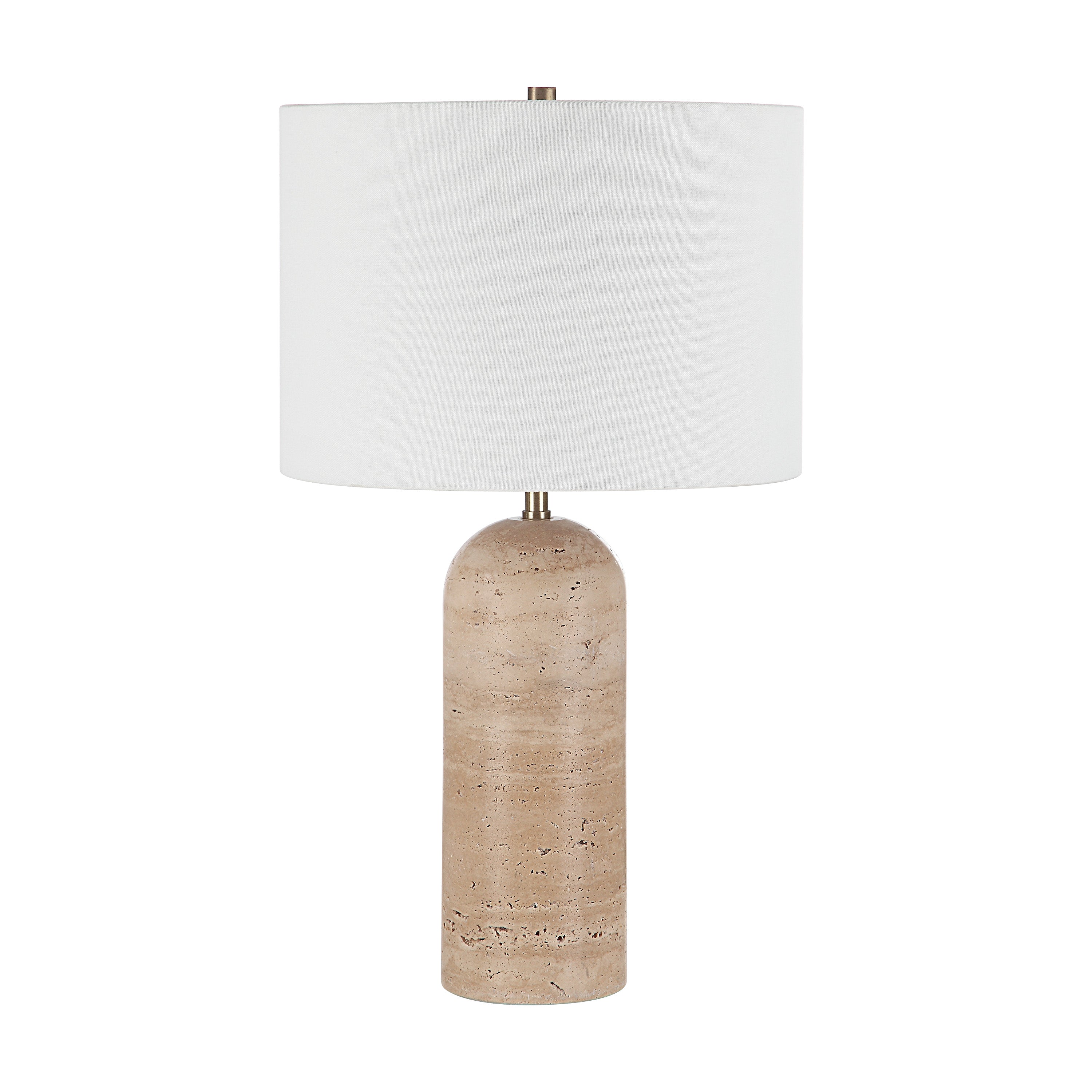 Ixora 25" Tall Plated Antique Brushed Brass Iron Table Lamp with Drum Linen Shade - Main Image - LPT1262