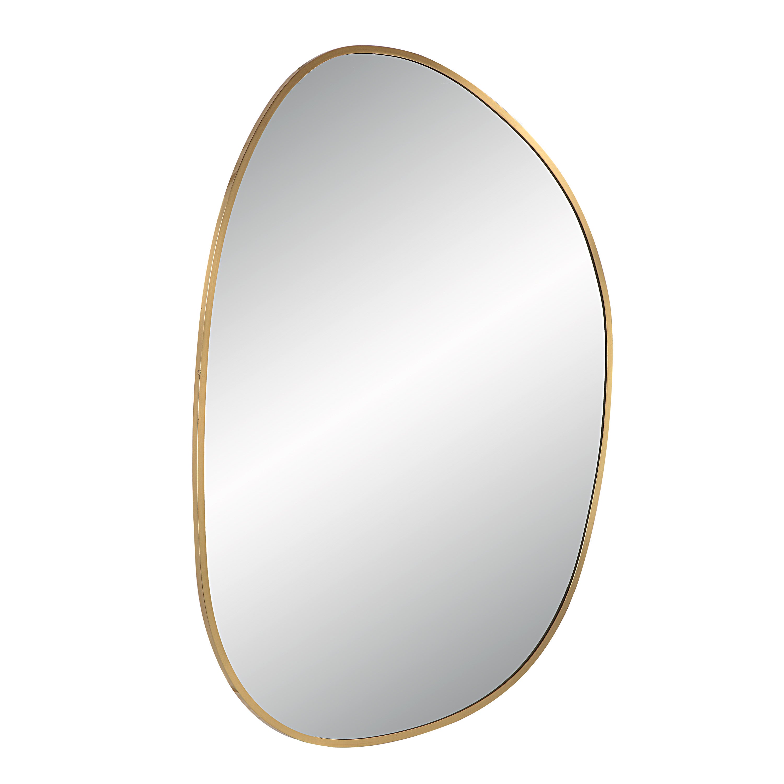 Camona 42" Tall Irregular Rectangular Oval Mirror, Satin Brass - Angle Image - MT2621