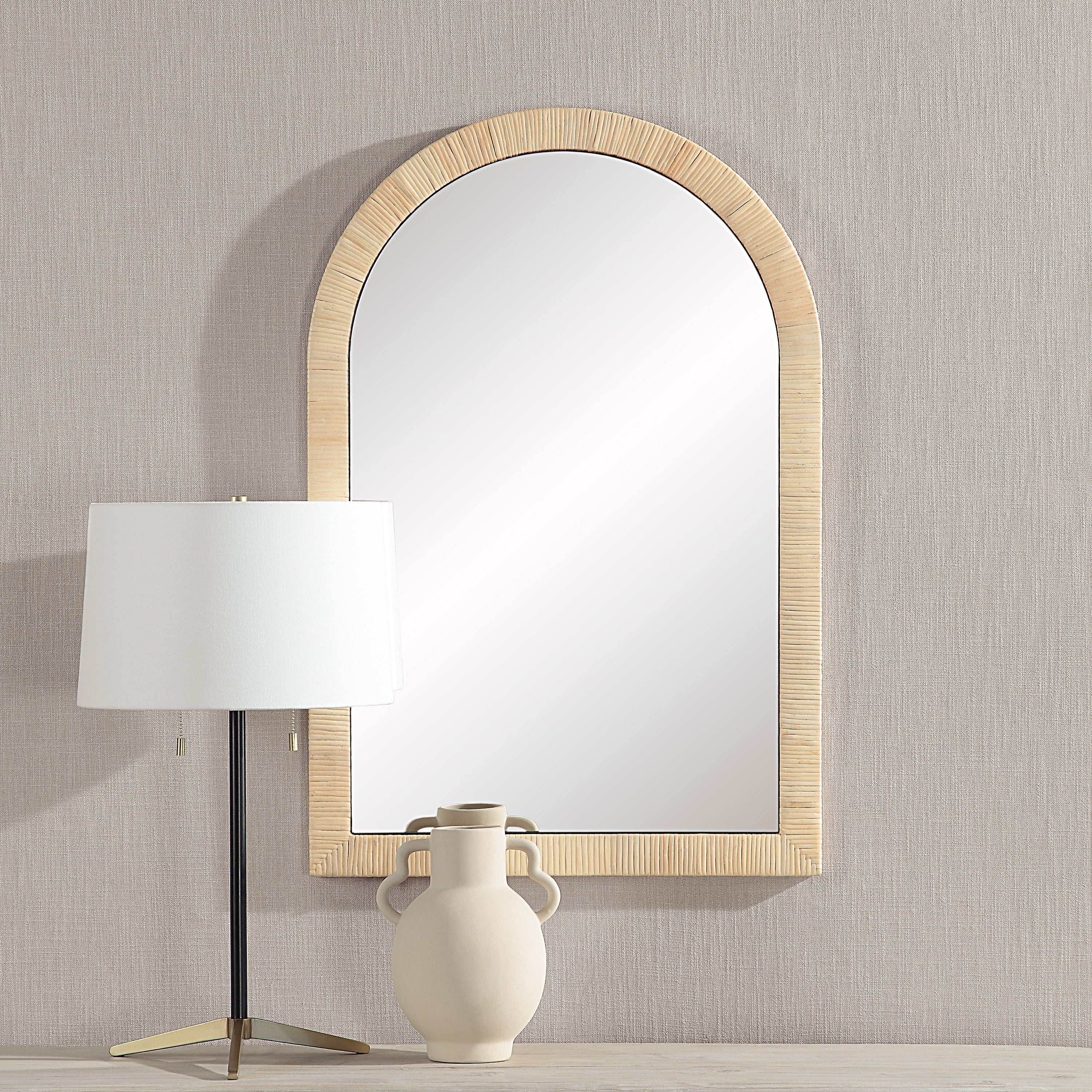 Tally 36" Tall Arch Rectangular Mirror, Natural - Lifestyle Image - MT2655
