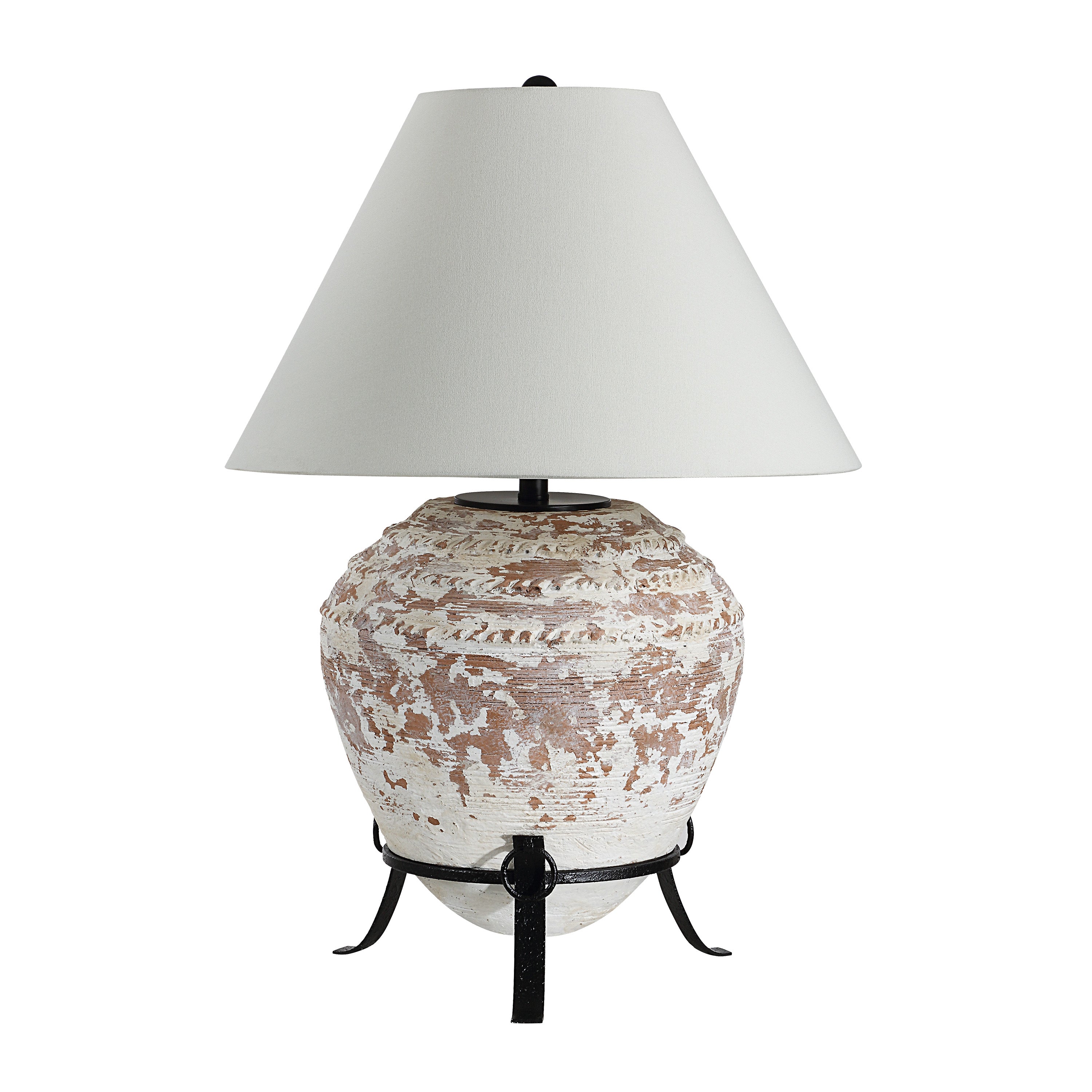 Silis 29.5" Height Table Lamps, Textured Ceramic (Off White And Brown) - Main Image - LPT1375EV