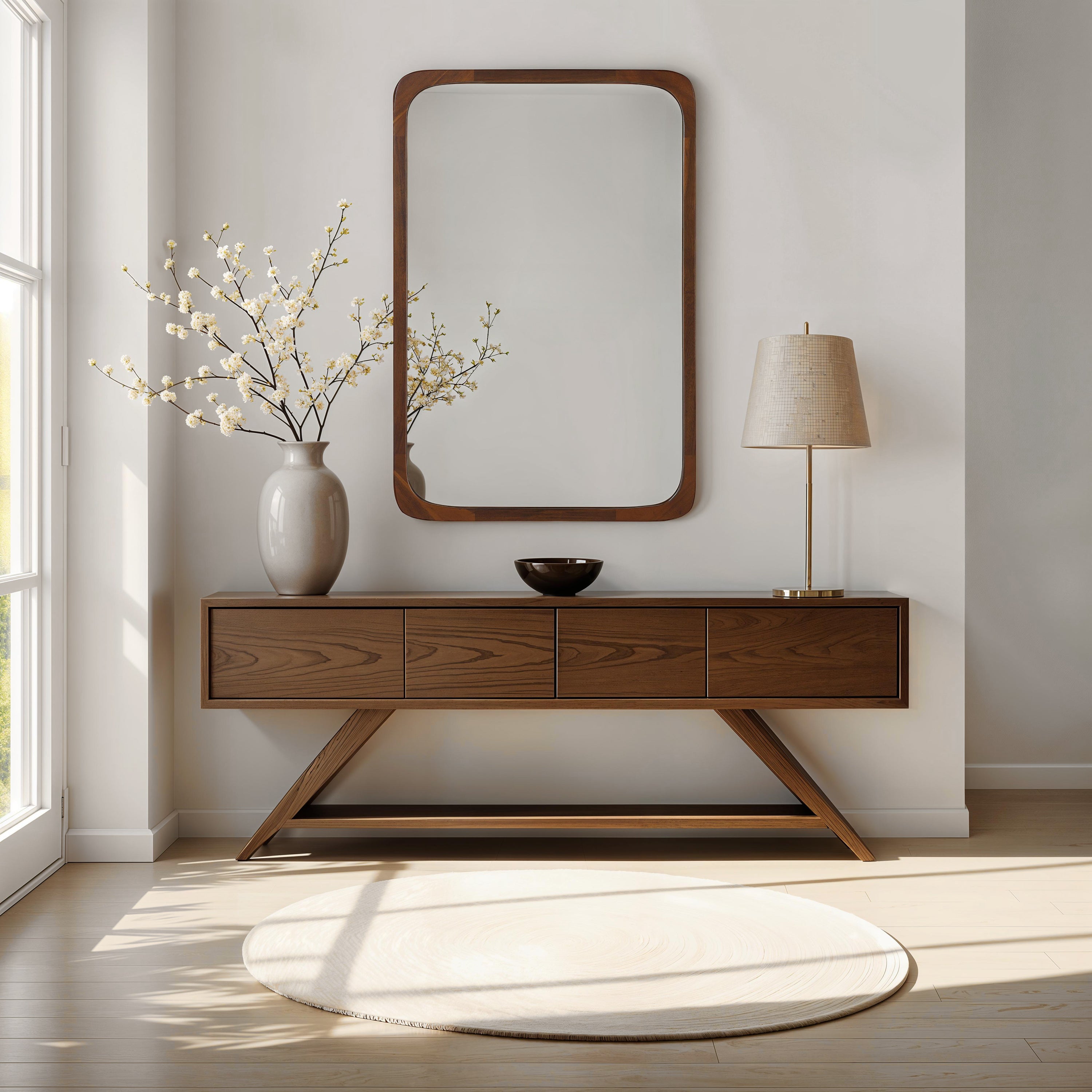 Sisley 36" H x 24" W Wall Mirror, Brown - Lifestyle Image - MT2754