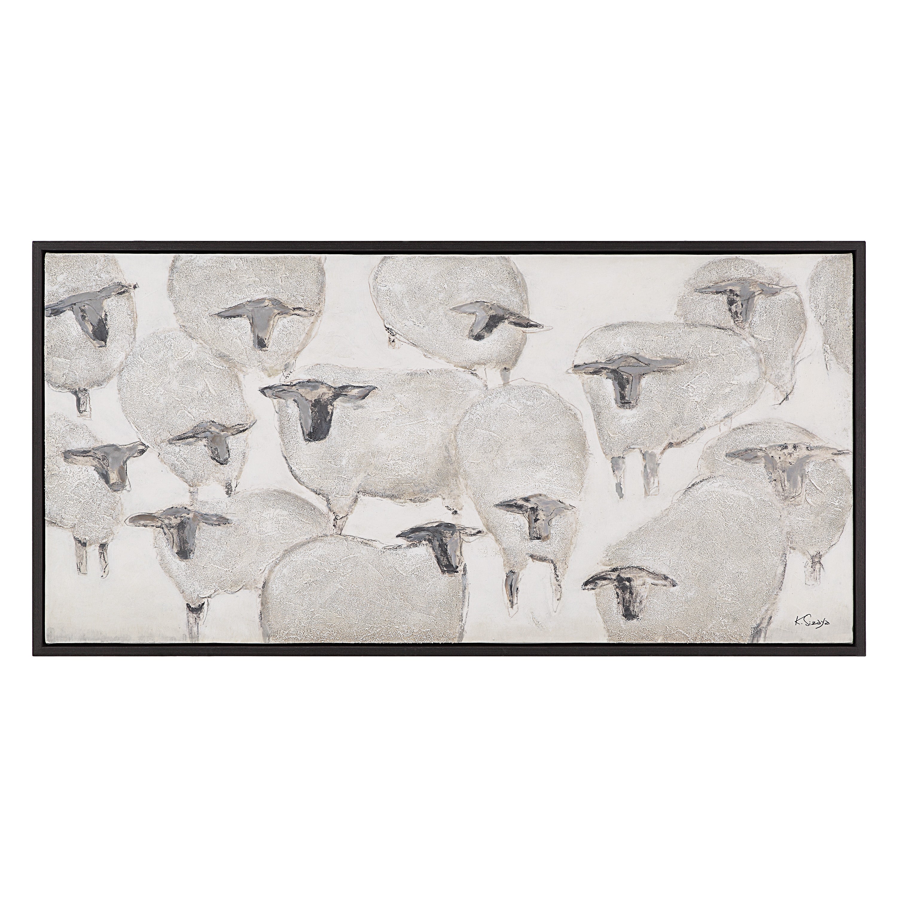 Shah 60" Wide Canvas Art with Wood Frame, Dark Grey - Main Image - OL2162