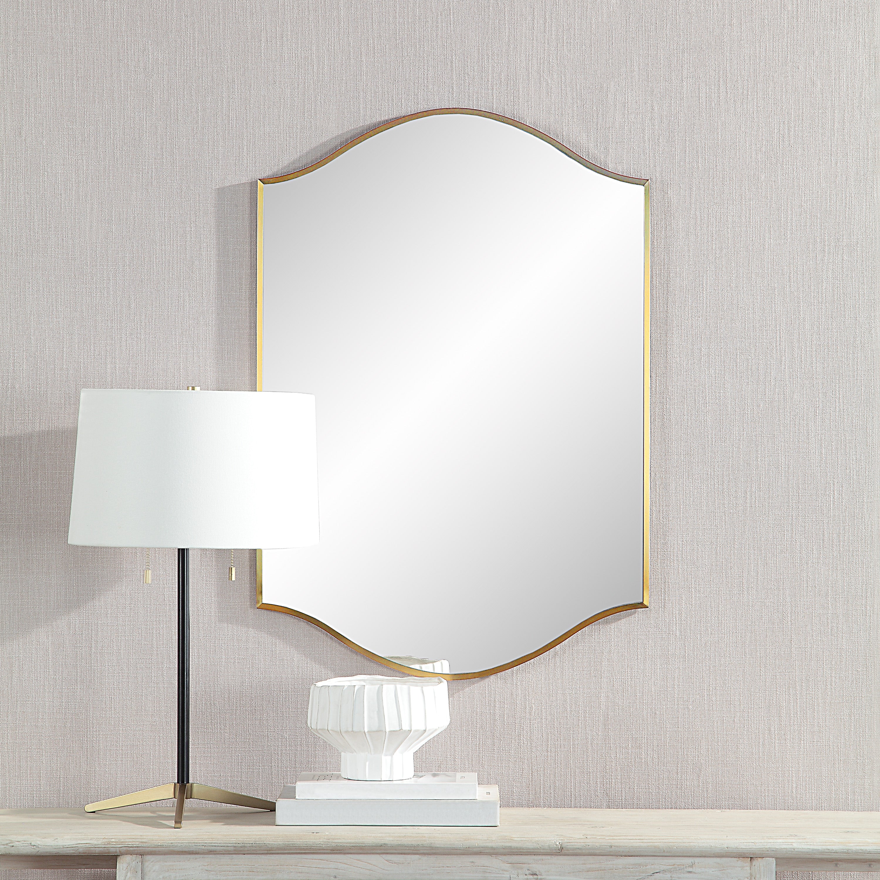 Florianne 36" Tall Rectangular Arch Mirror, Champagne - Lifestyle Image - MT2617