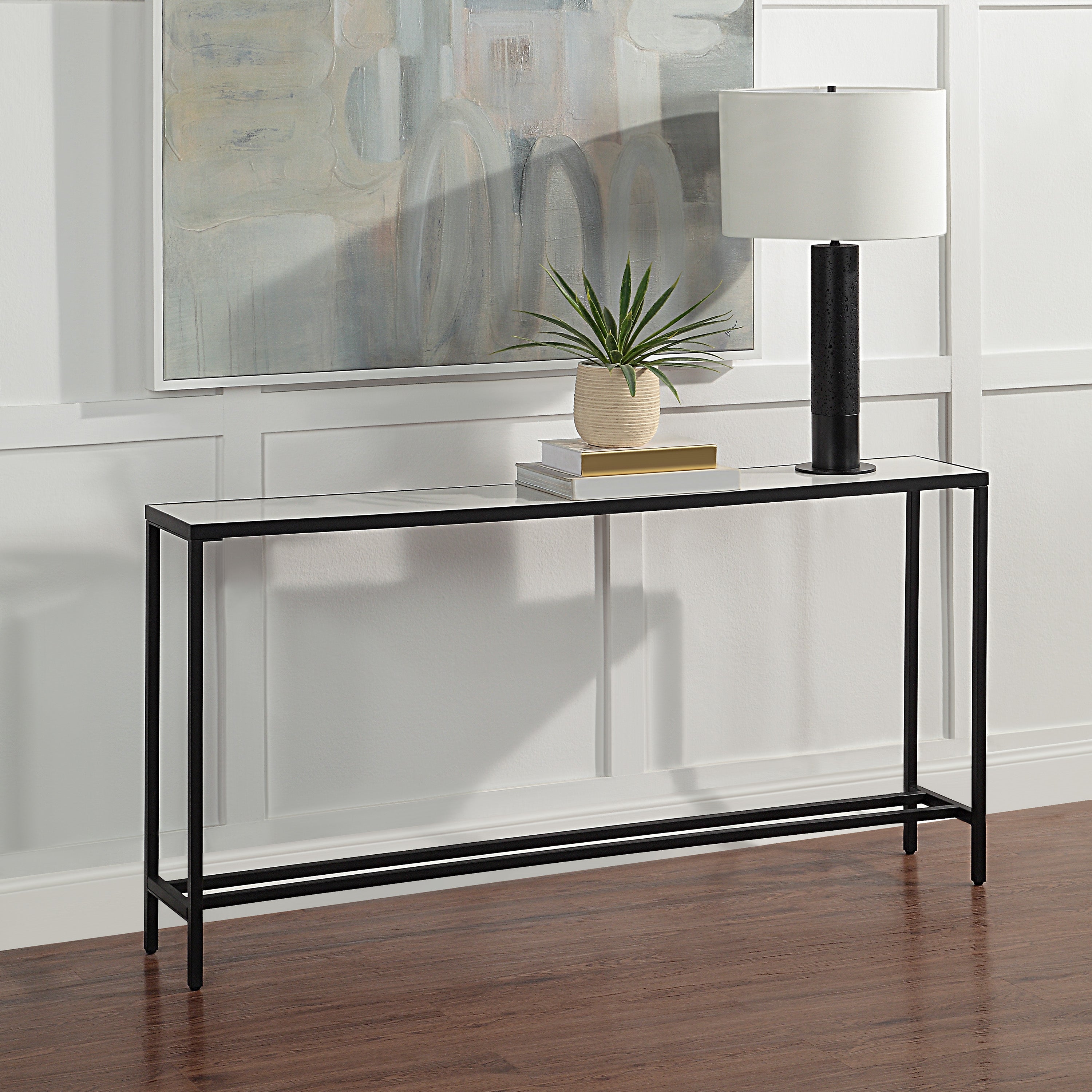 Bodin Indoor Iron Console Table, Matte Black - Lifestyle Image - TA476