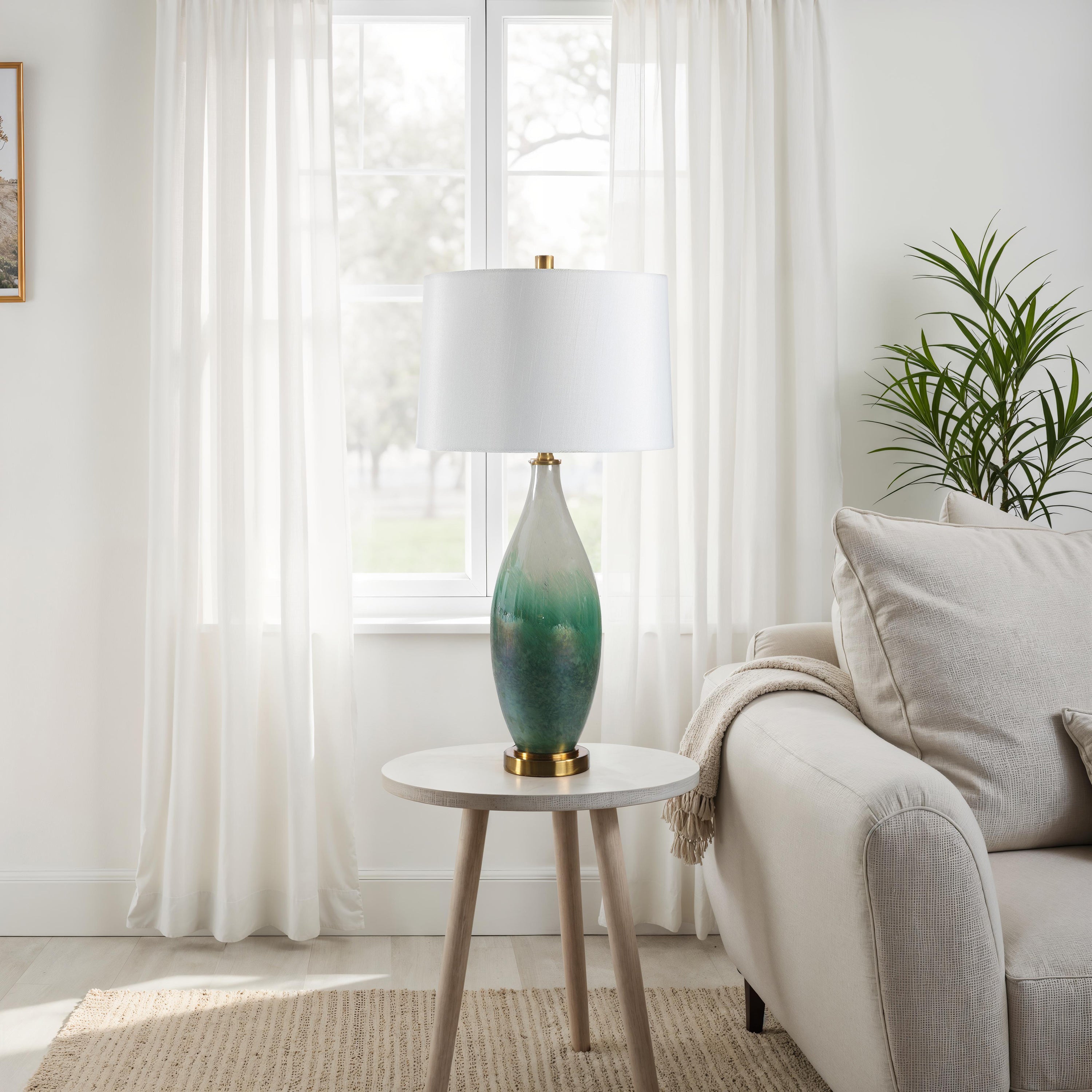 Wave 27.5" Height Table Lamps, Green - White Label Lifestyle Image - LPT1421EV