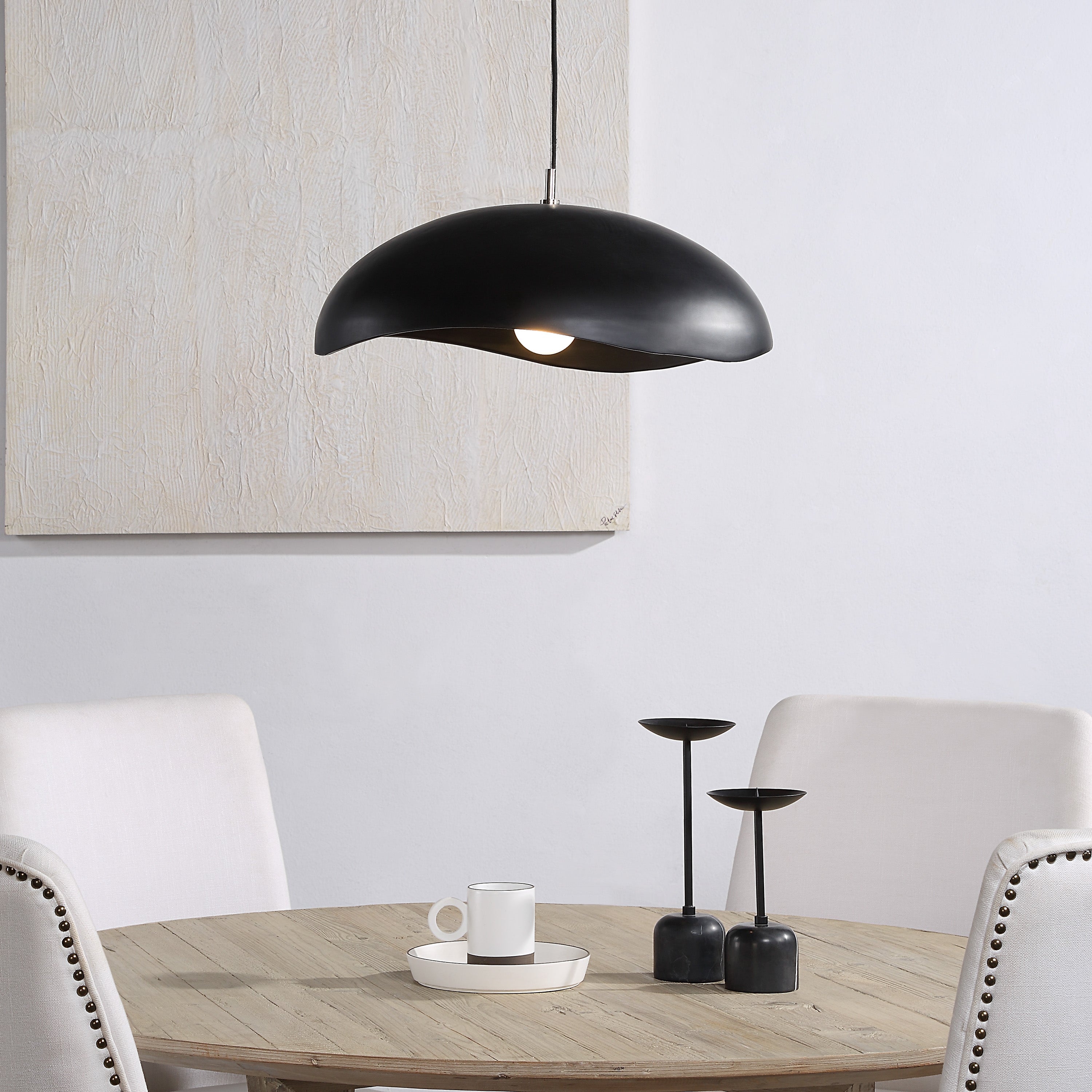 Filomena 22" Wide 1-Light Chandelier, Matte Black - Lifestyle Image - LPC4479