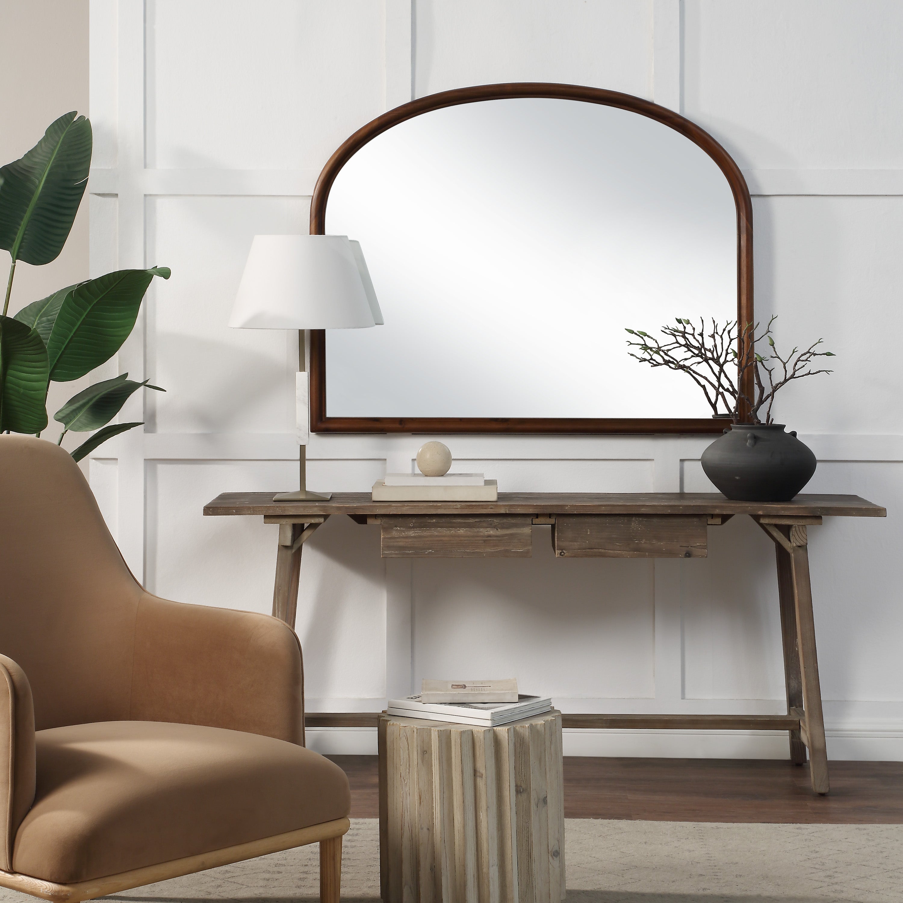 Kindra 40" H x 50" W Wall Mirror, Brown - Lifestyle Image - MT2711