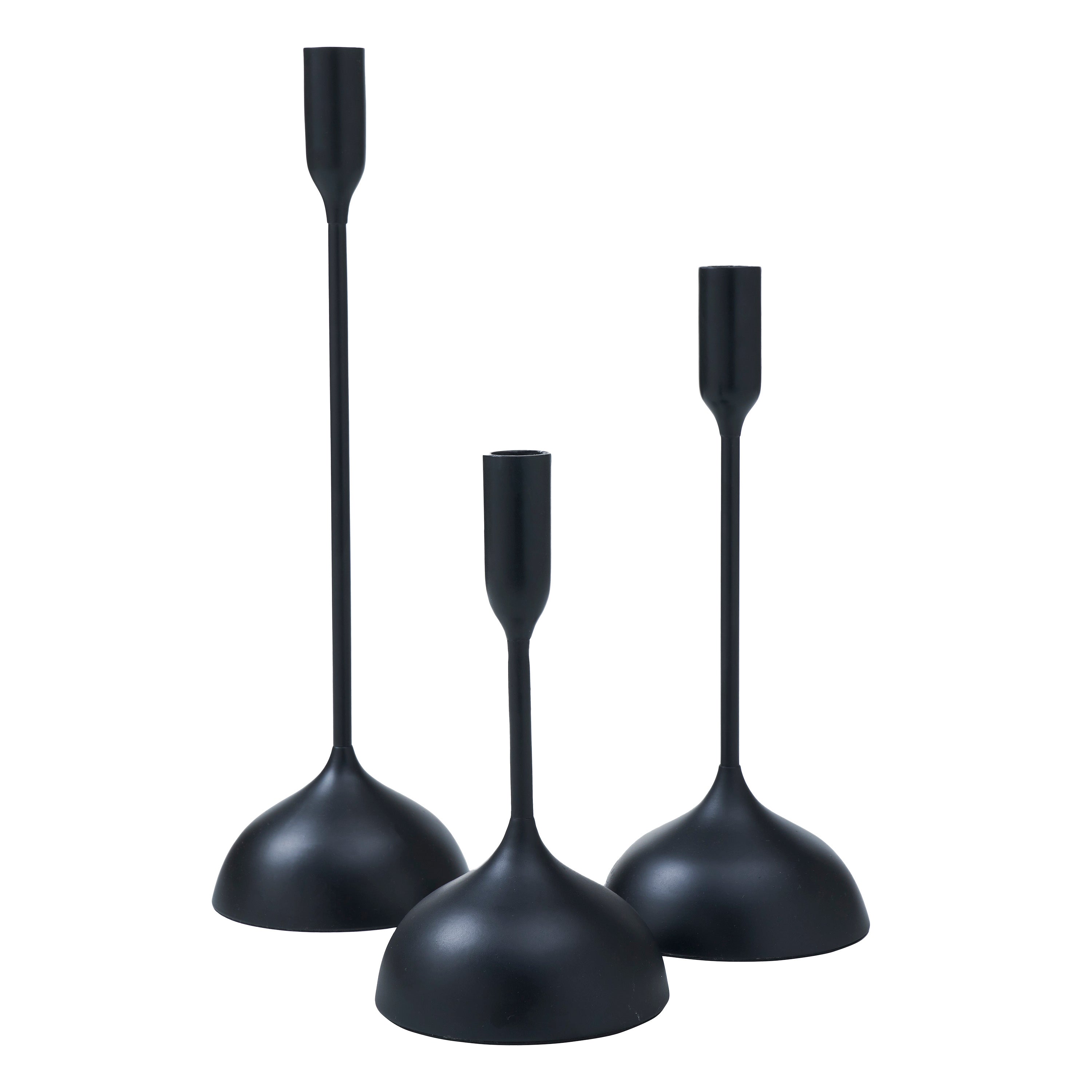 Chambers Indoor Aluminum Set Of 3 Tapered Candle Holder, Matte Black - Main Image - CAN182