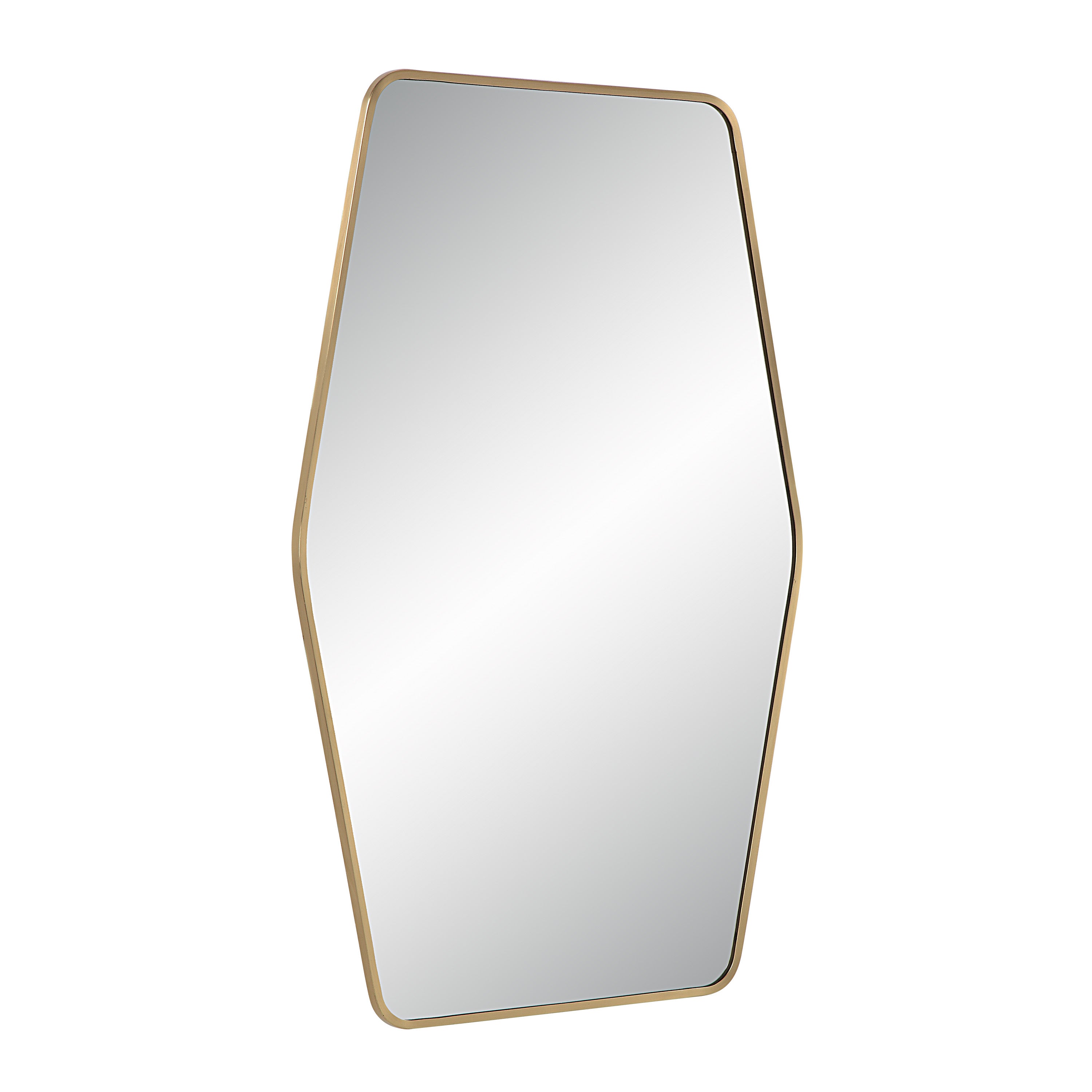 Mocha 40" Tall Rectangular Mirror, Satin Brass - Angle Image - MT2625