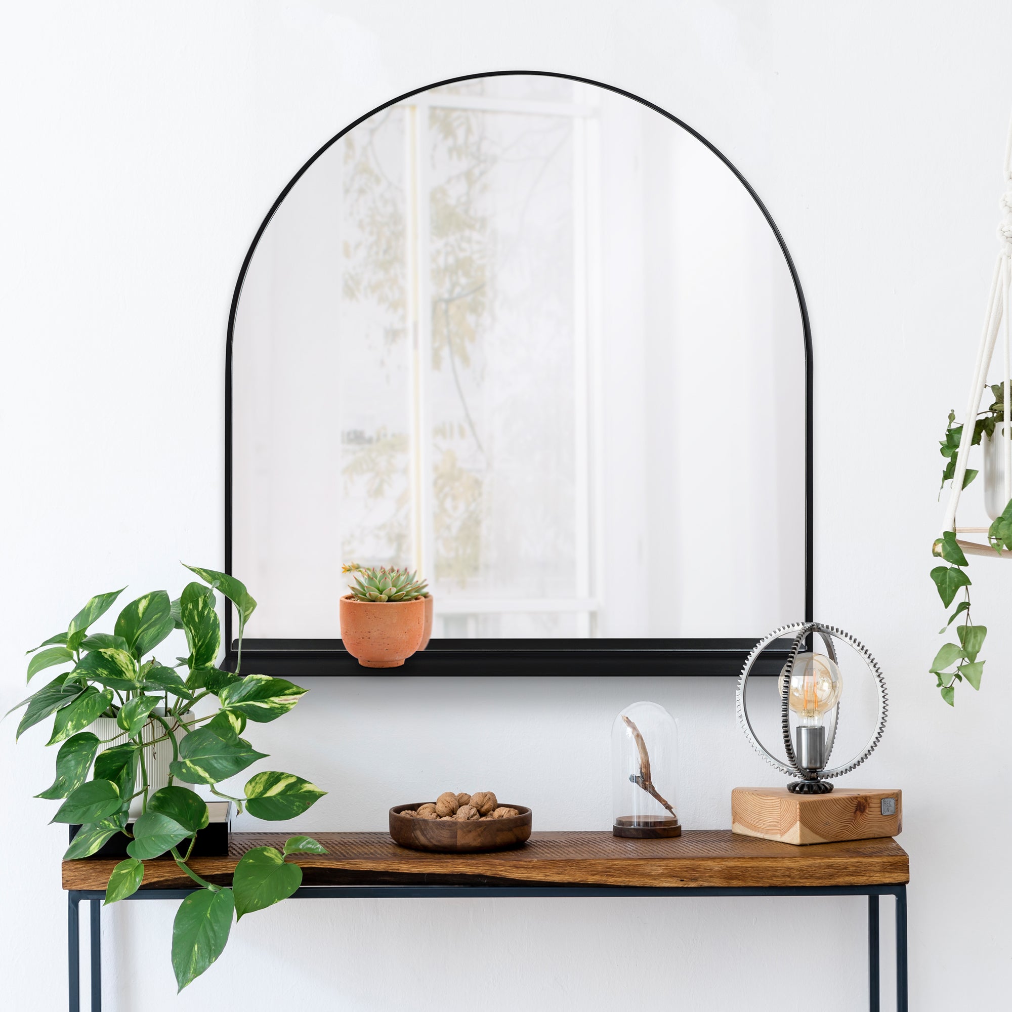 Wearstley 35" Tall Arch Wall Mirror, Black - Lifestyle Image - MT2424
