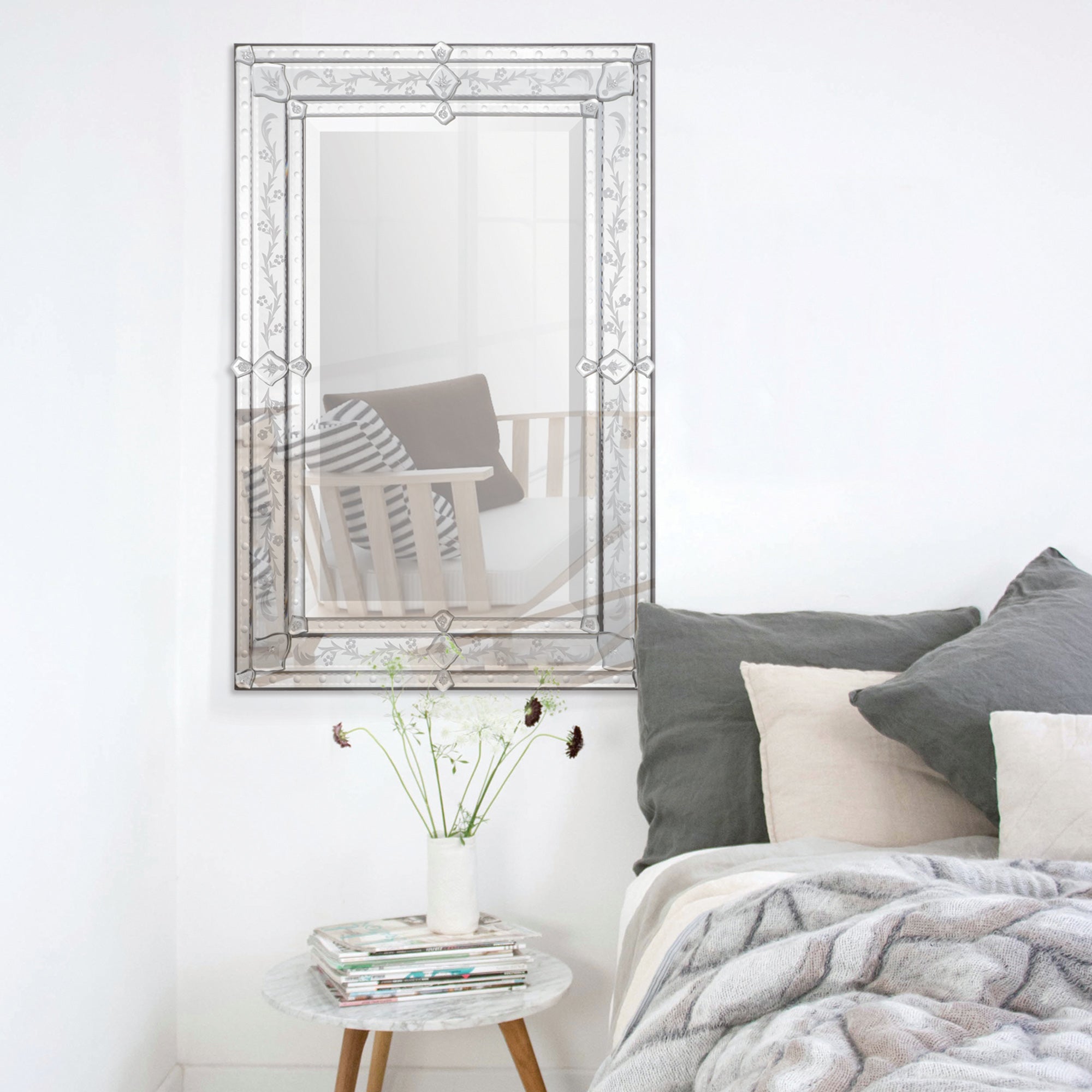 Vincenzo 36" Tall Rectangle Wall Mirror - Lifestyle Image - MT1301