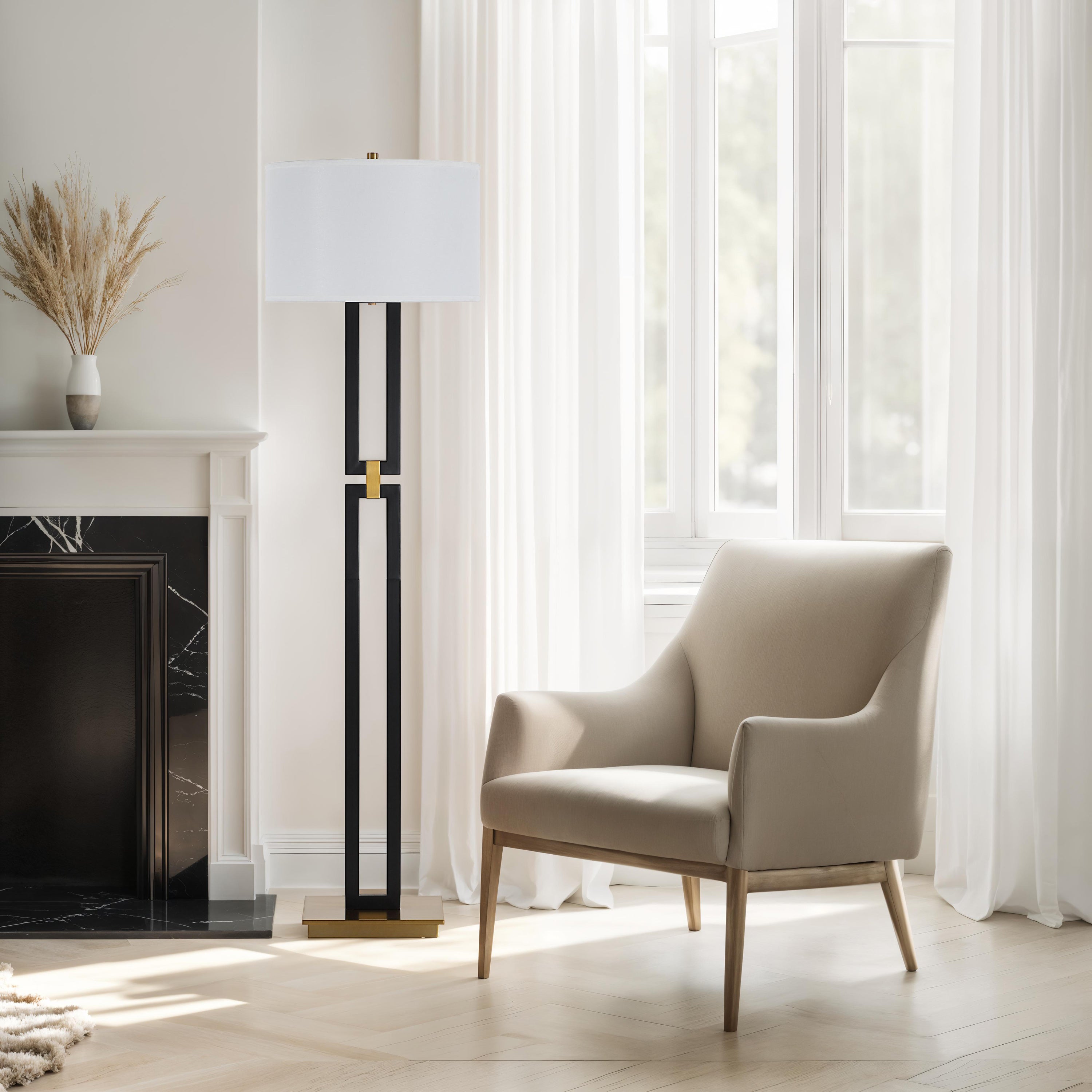 Theo 64.5" Height Floor Lamps, Matte Black - Lifestyle Image - LPF3186EV