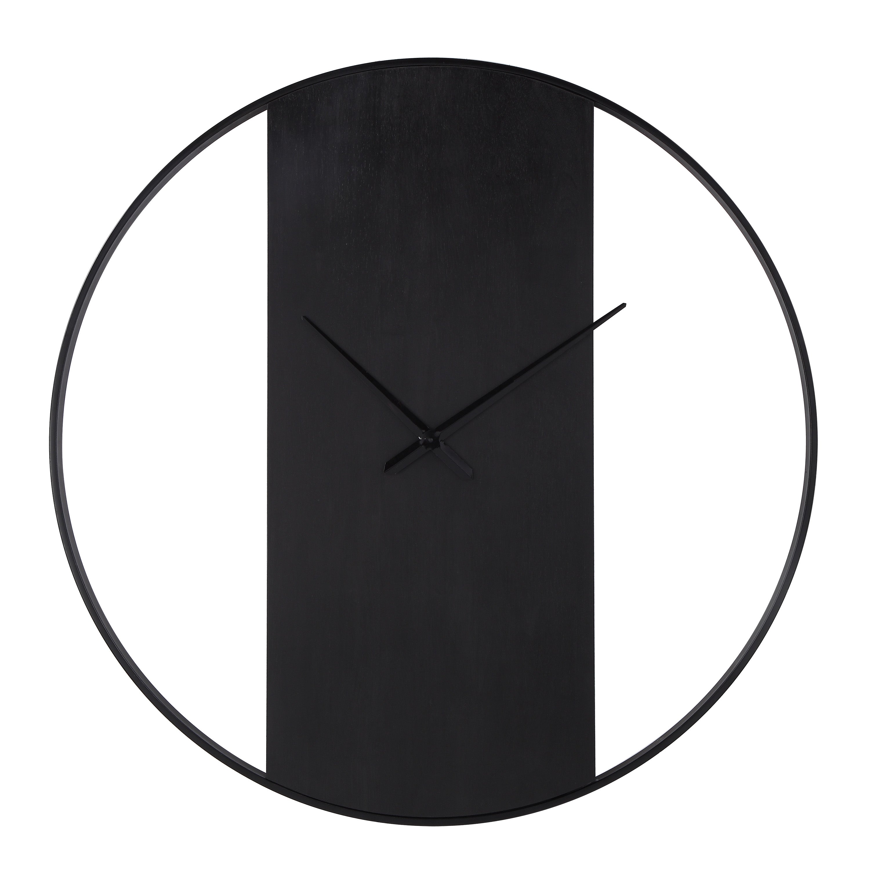 Romy Indoor Iron Wall Clock, Matte Black - Main Image - CL256