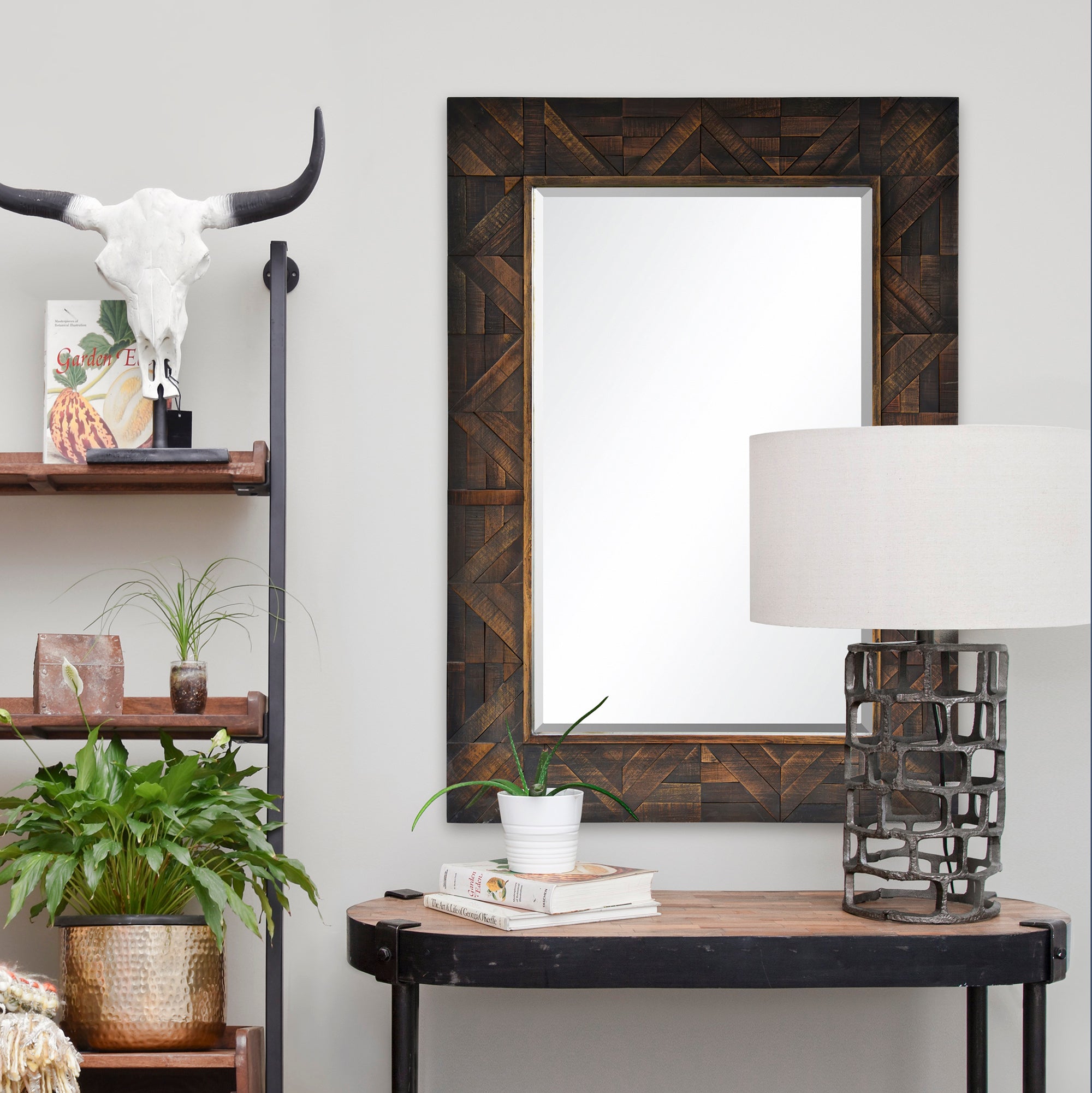 Madden 42" Tall Rectangle Wall Mirror, Brown - Lifestyle Image - MT2201