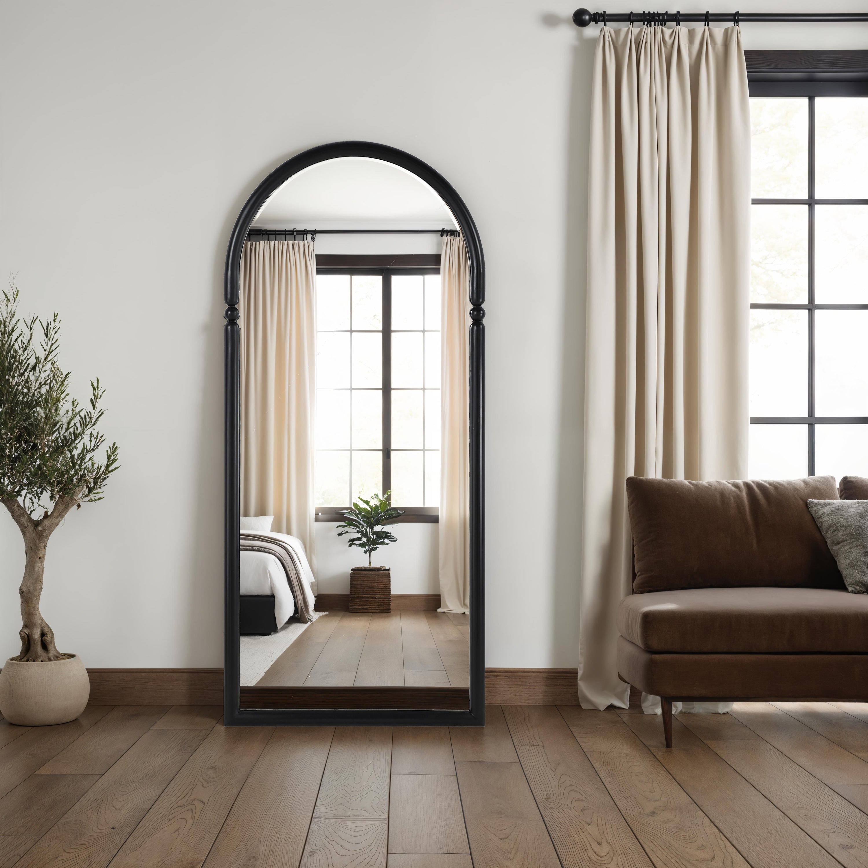 Arcade 76" H x 34" W Wall Mirror, Black - Lifestyle Image - MT2756