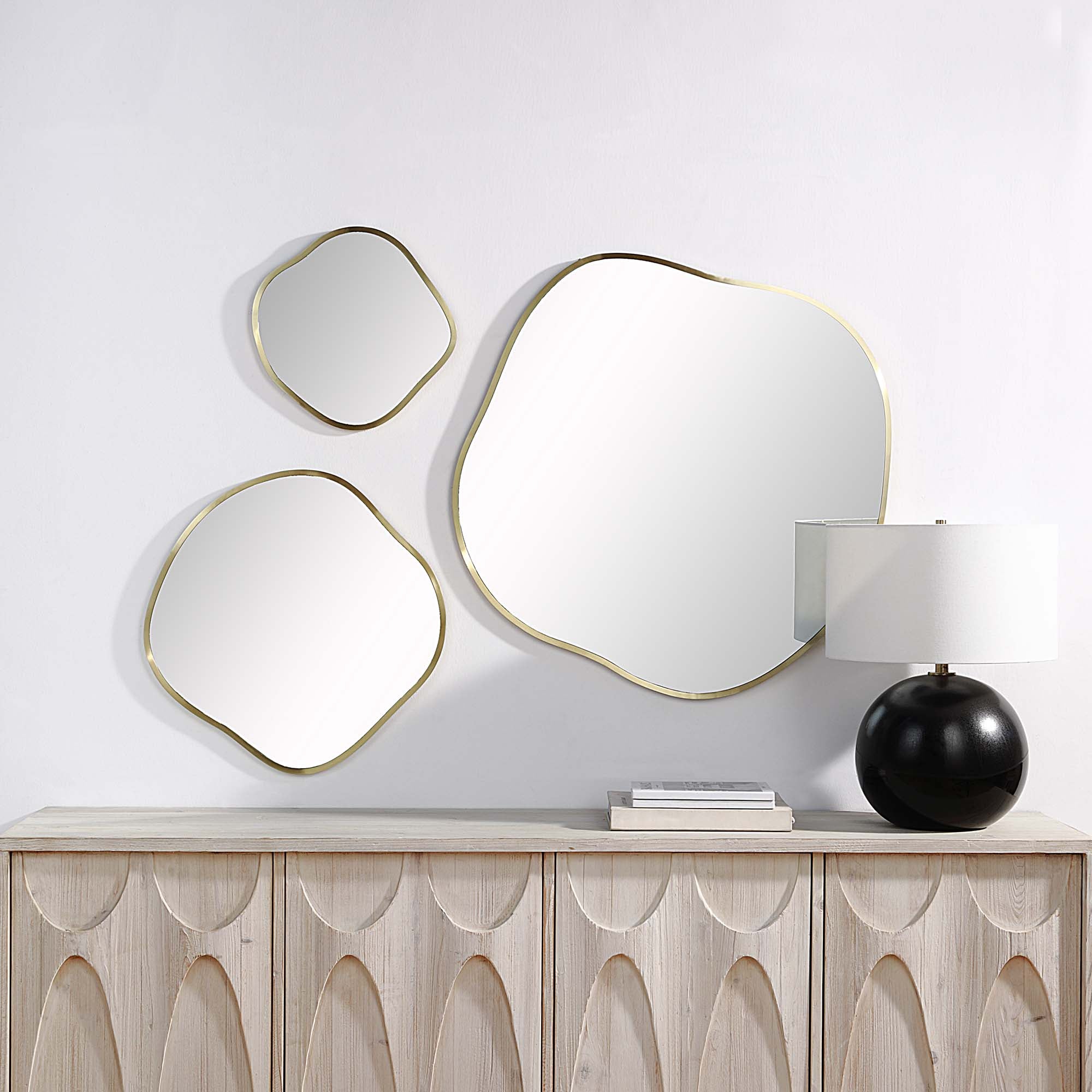 Nucleus 36/24/16" Tall Irregular Wall Mirror, Yellow - Lifestyle Image - MT2549