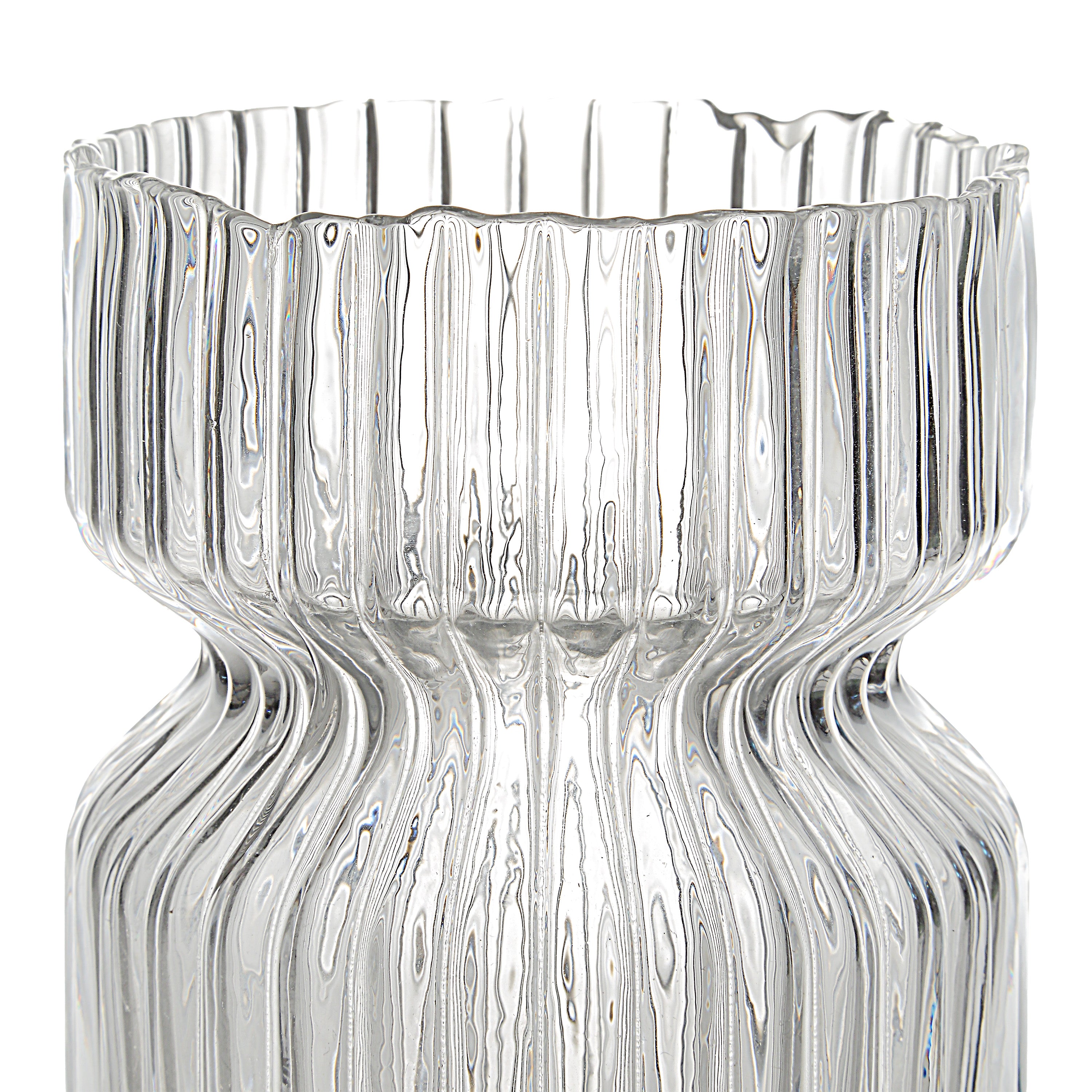 Gladys Indoor Mouth Blown Glass Glass Vase, Clear Fluted - Detail Image - VAS286