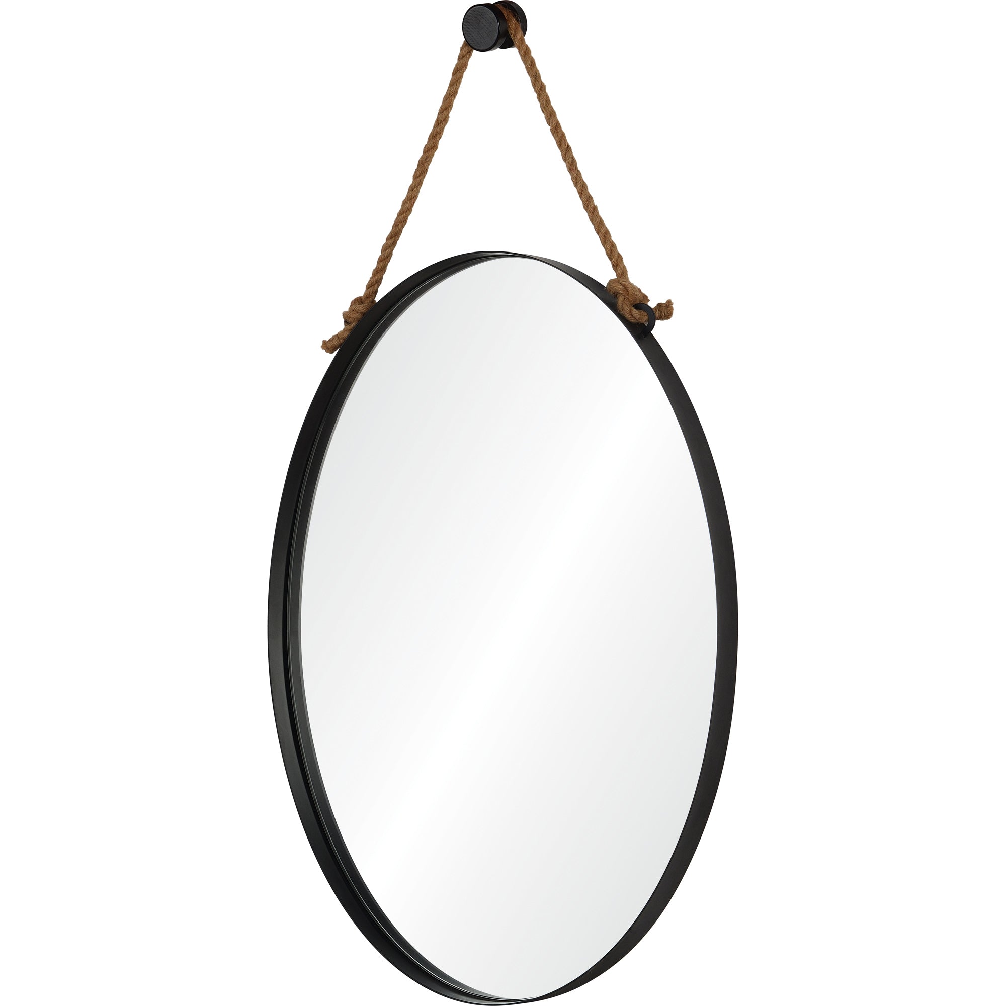 Parbuckle 42" Tall Oval Wall Mirror, Black - Angle Image - MT2365