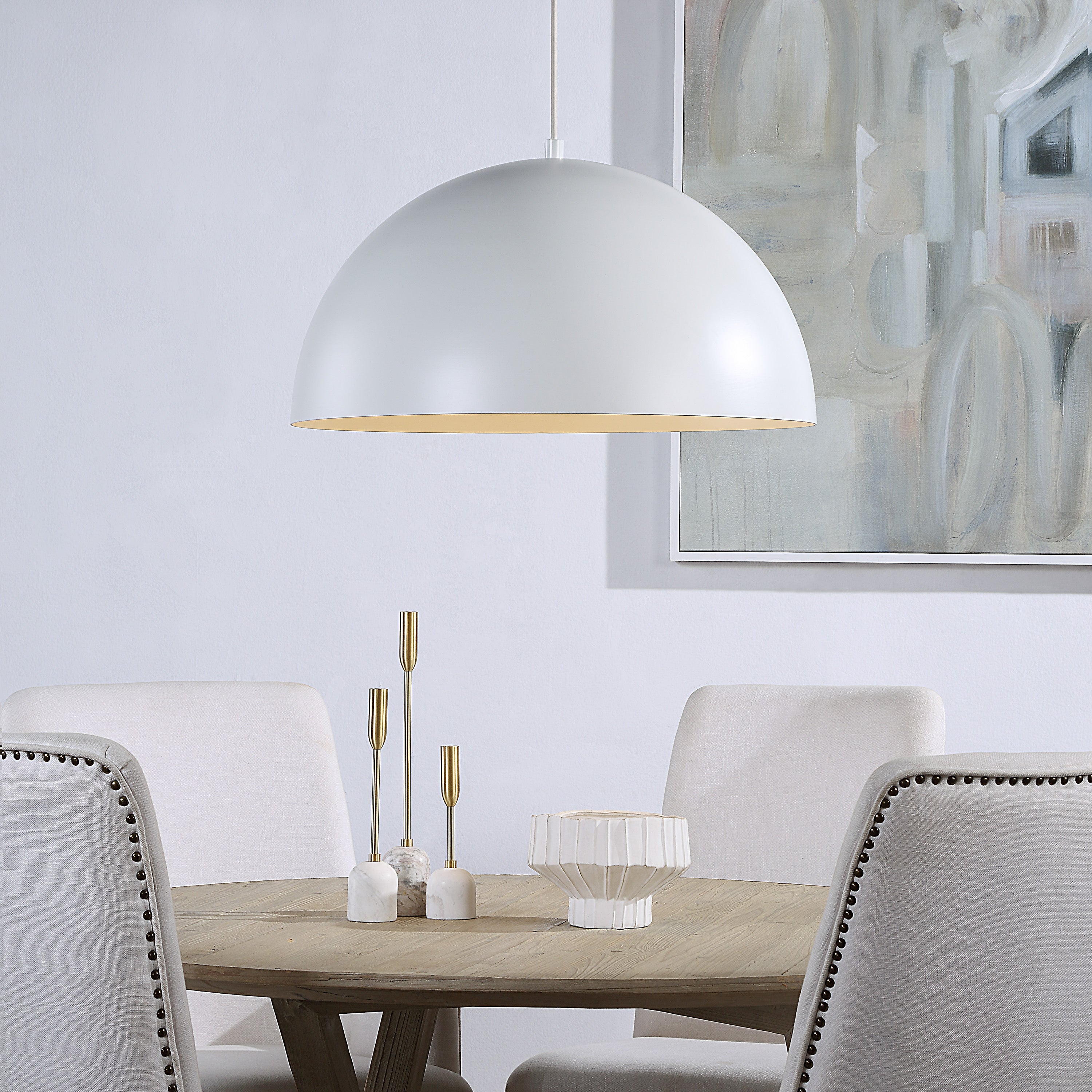 Ozona 27.5" Wide 1-Light Chandelier, Matte Off-White - Lifestyle Image - LPC4480