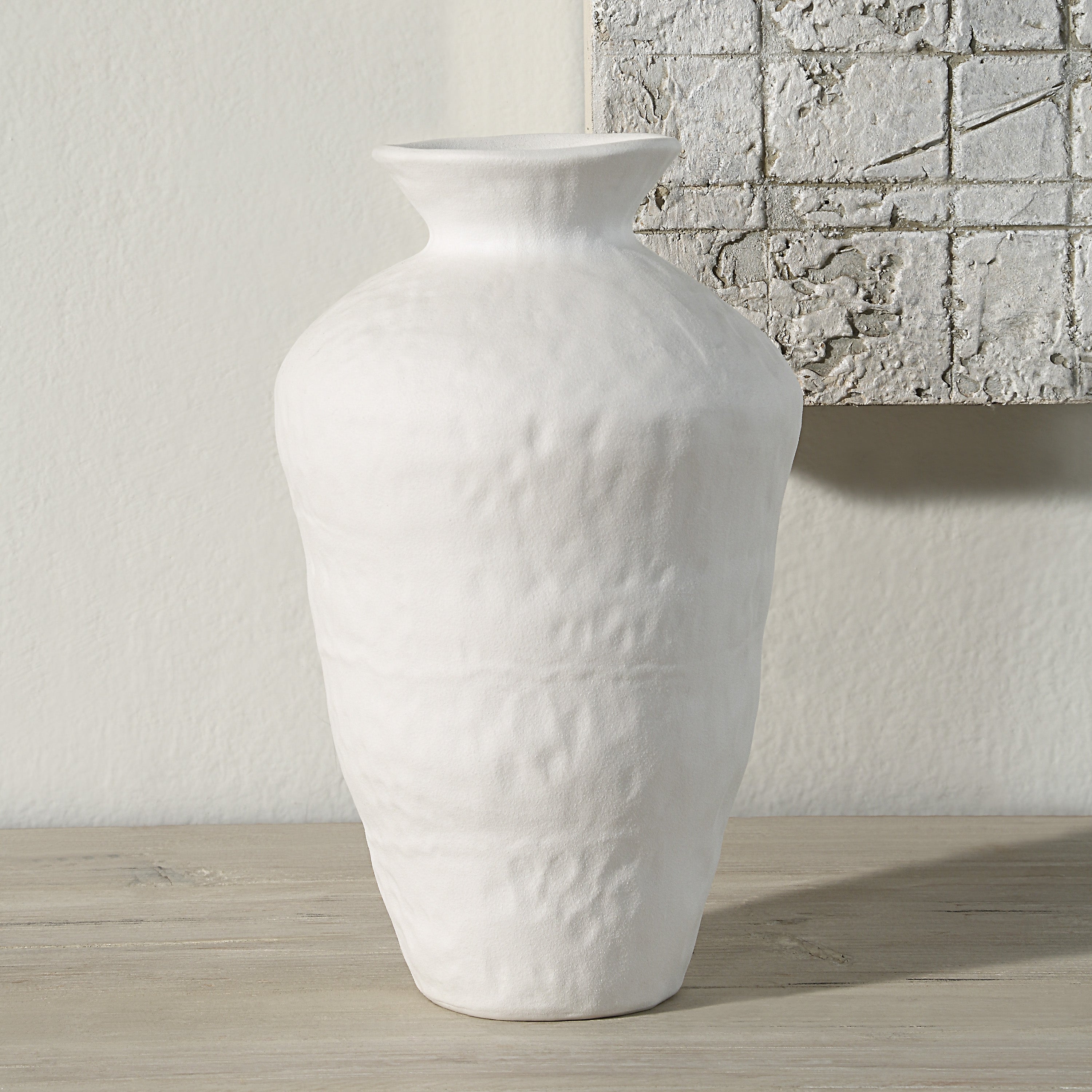 Melton Indoor Porcelain Ceramic Vase, Matte Off-White - Lifestyle Image - VAS261