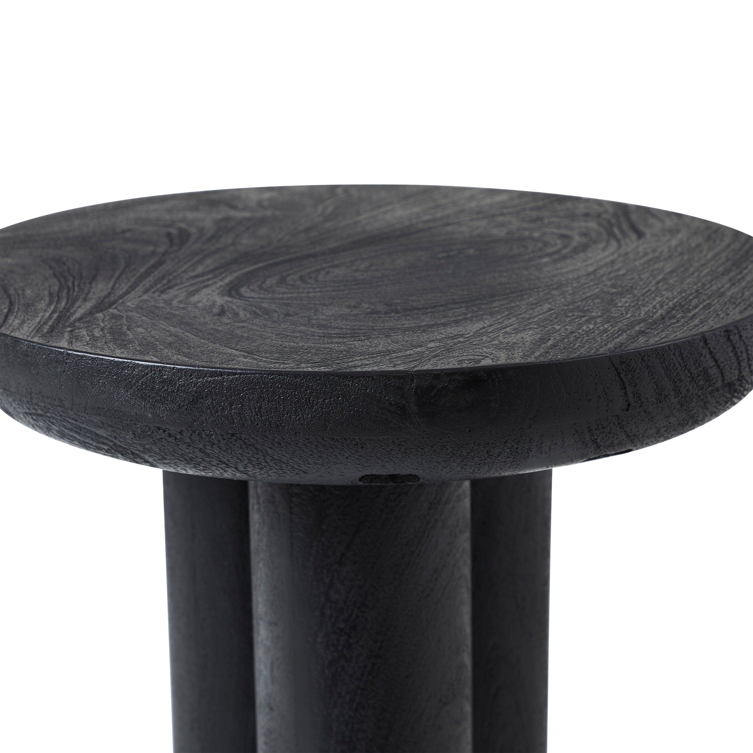 Quintin Indoor Mango Wood Side Table, Black - Detail Image - TA507